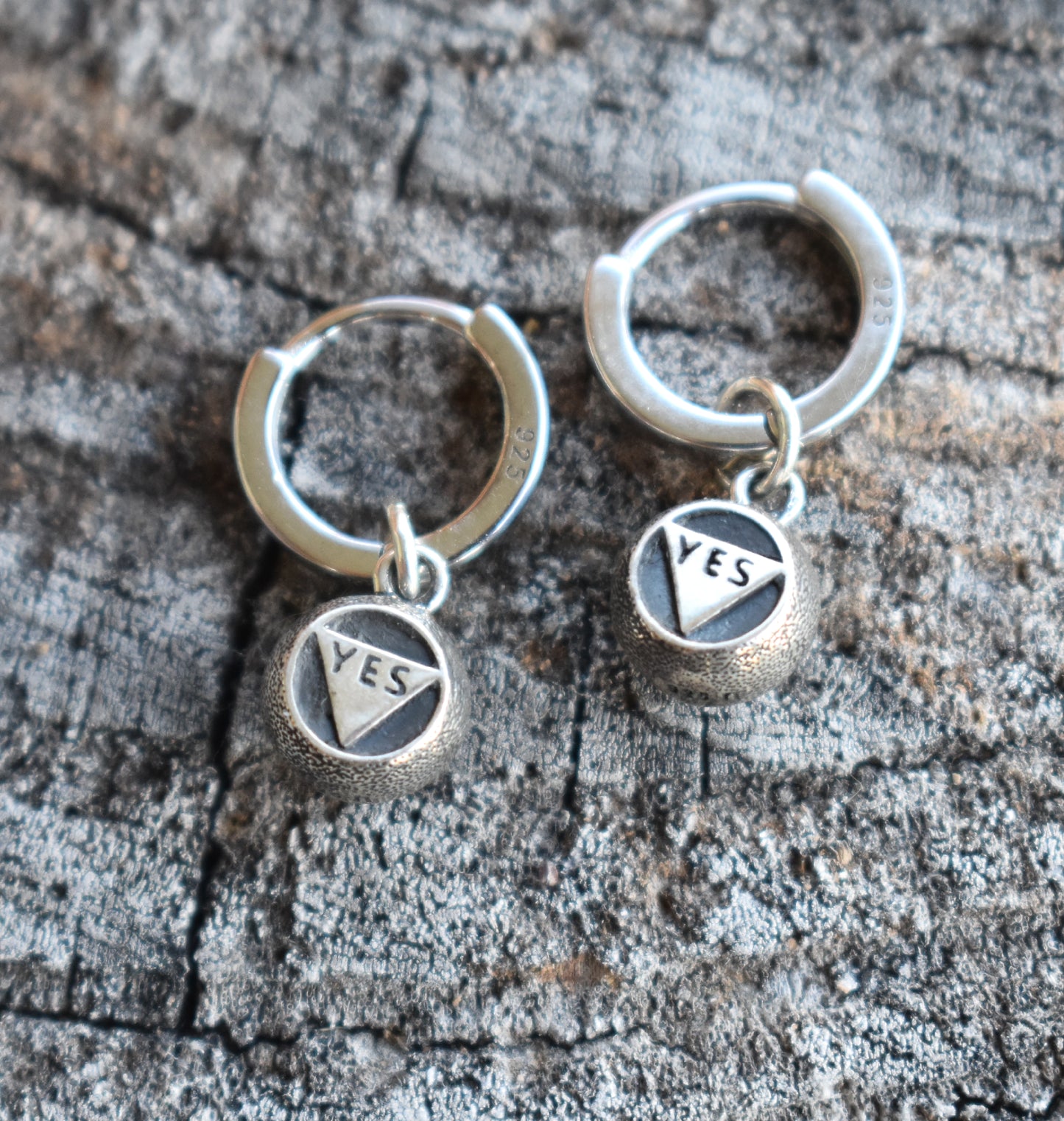 Magic Eight Ball Hoop Earrings-Sterling Silver