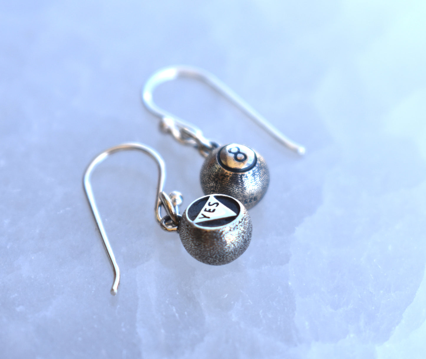 Magic Eight Ball Hoop Earrings-Sterling Silver