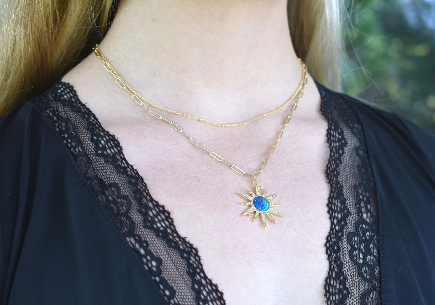Gold Sun Celestial Necklace-14k Gold Fill