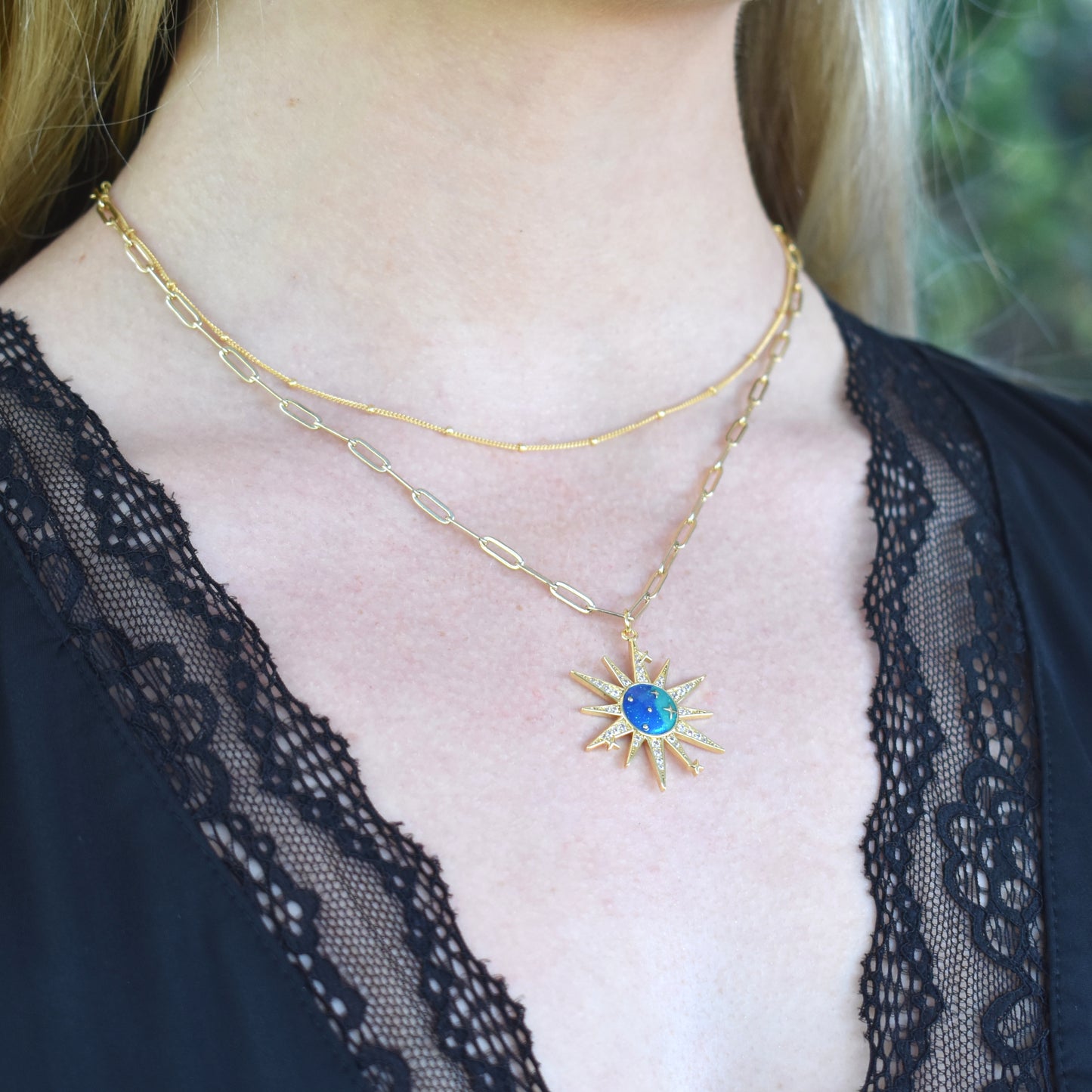 Gold Sun Celestial Necklace-14k Gold Fill