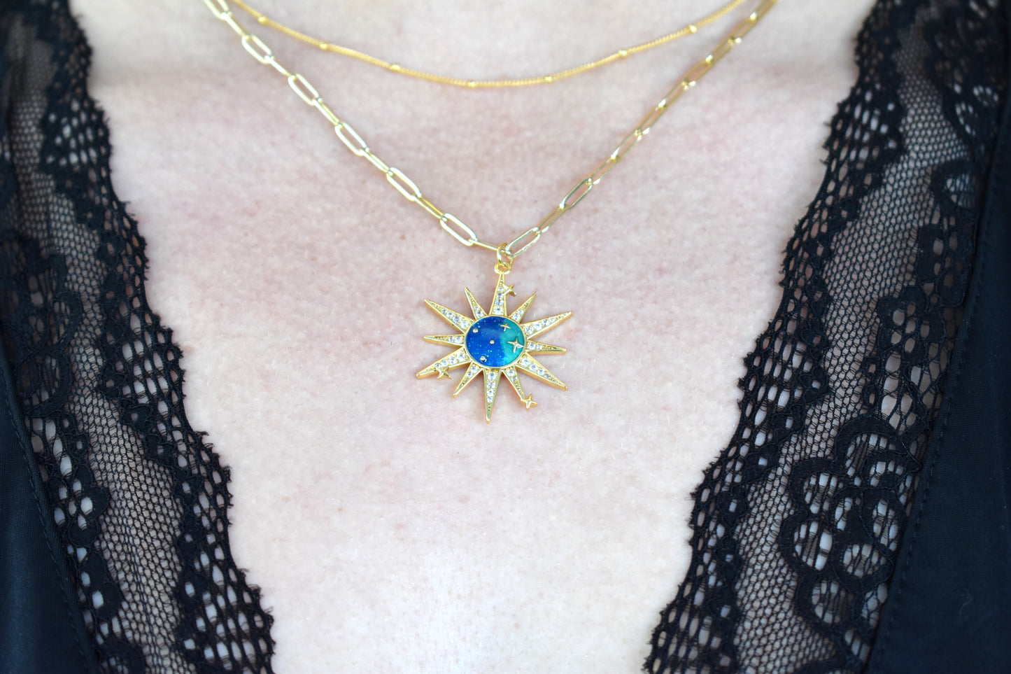 Gold Sun Celestial Necklace-14k Gold Fill