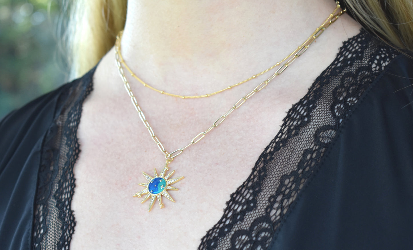 Gold Sun Celestial Necklace-14k Gold Fill