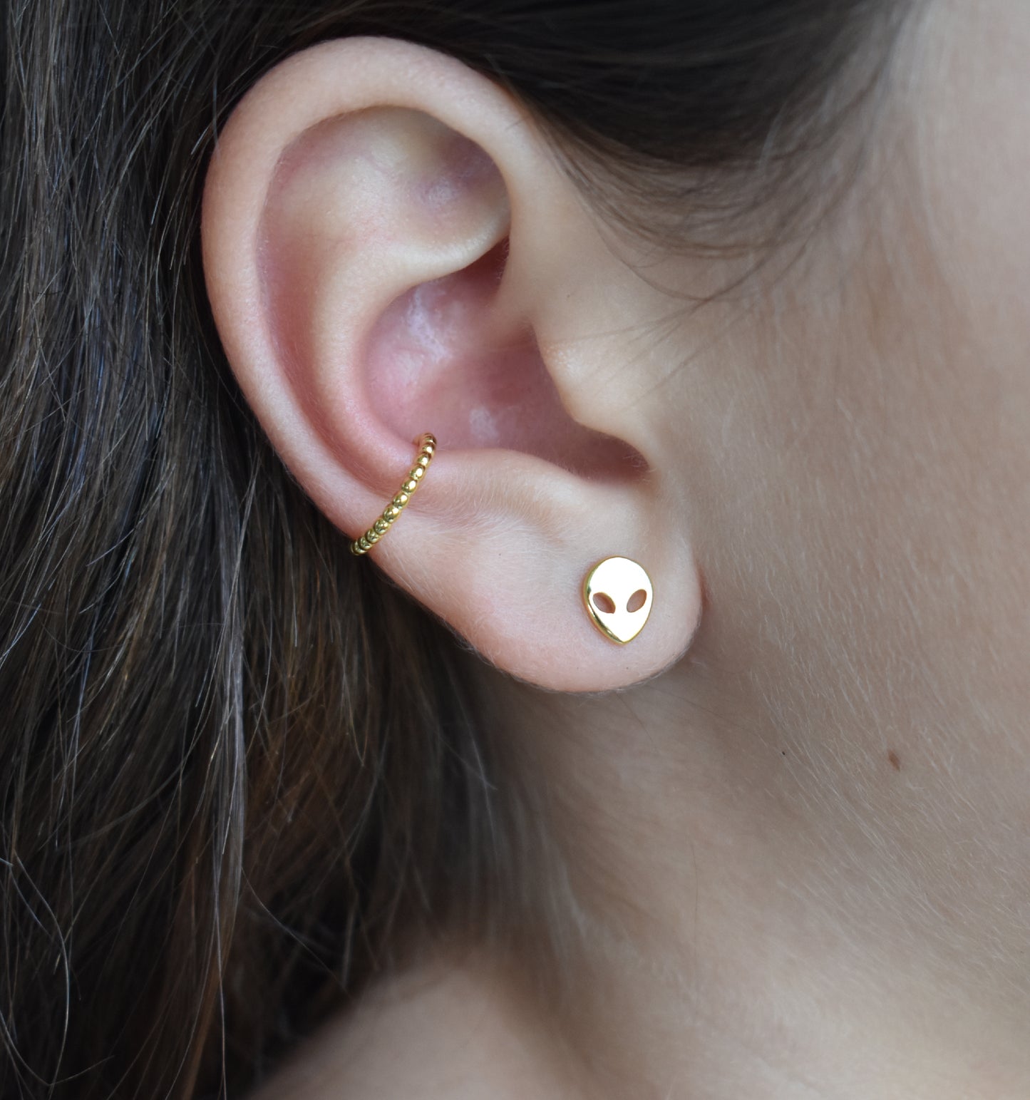 Gold Bead Non Pierce Ear Cuff-18k