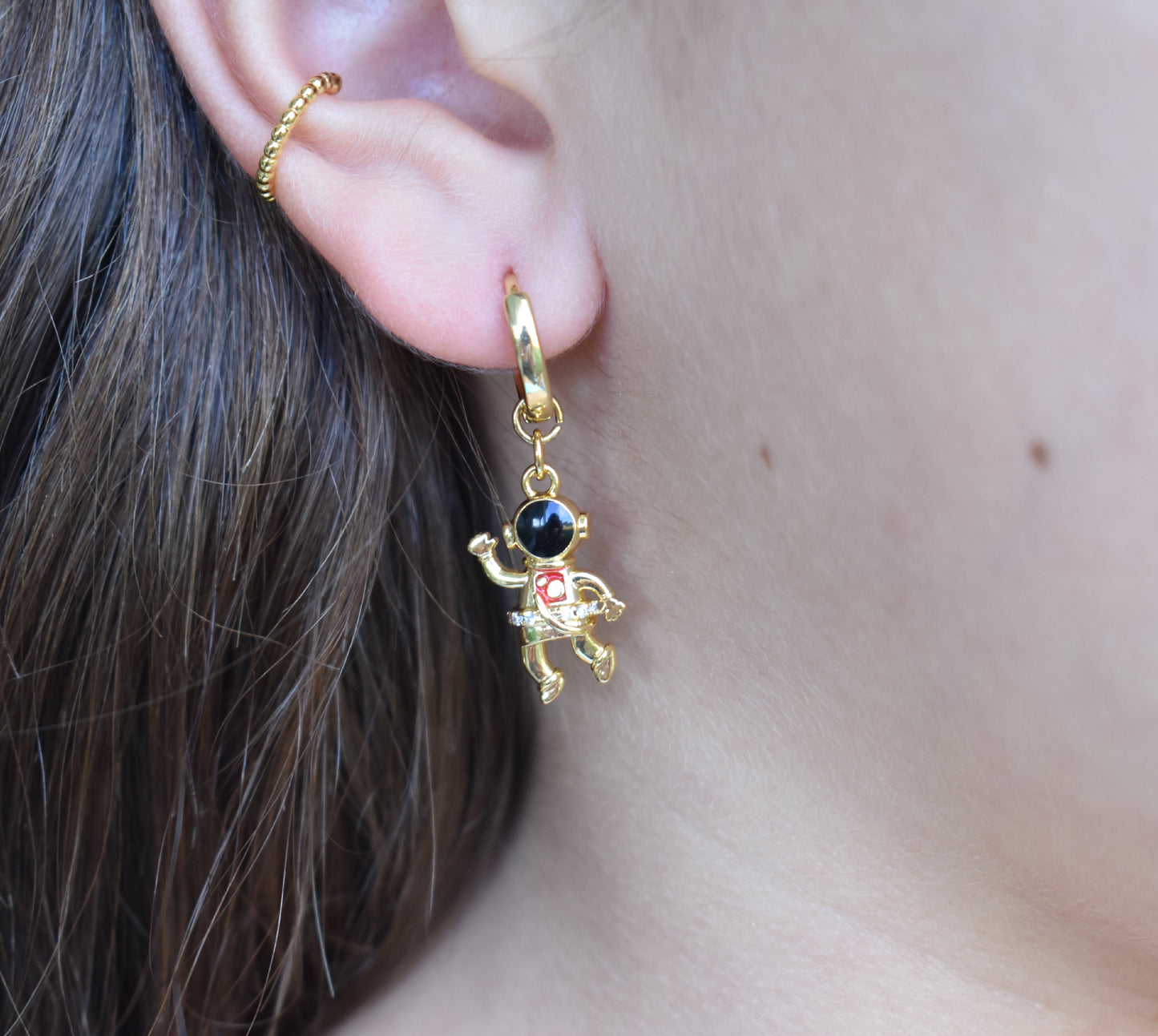 Astronaut & Rocket Earrings-14k