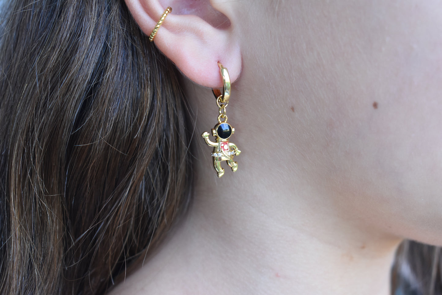 Astronaut & Rocket Earrings-14k