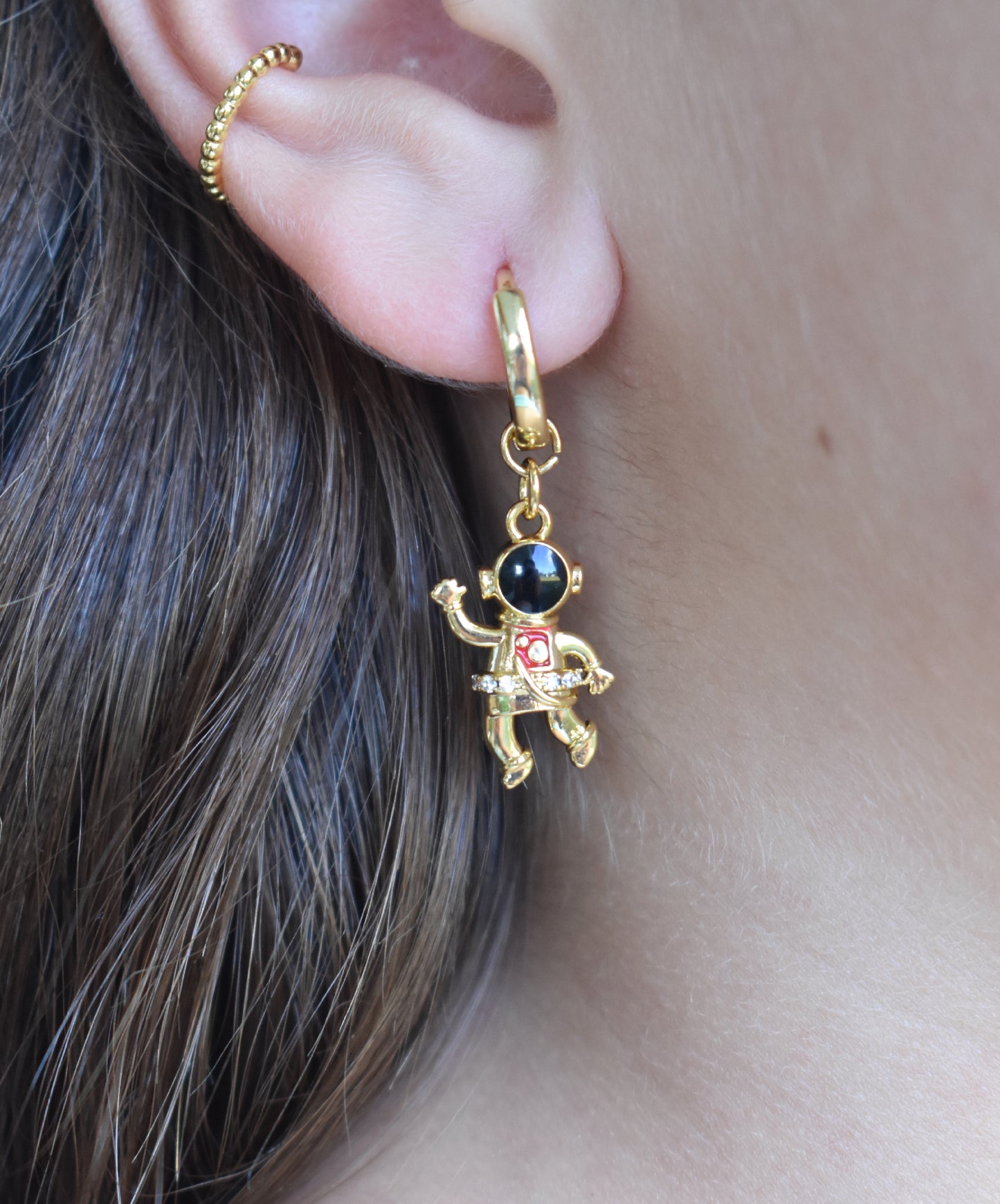 Astronaut & Rocket Earrings-14k