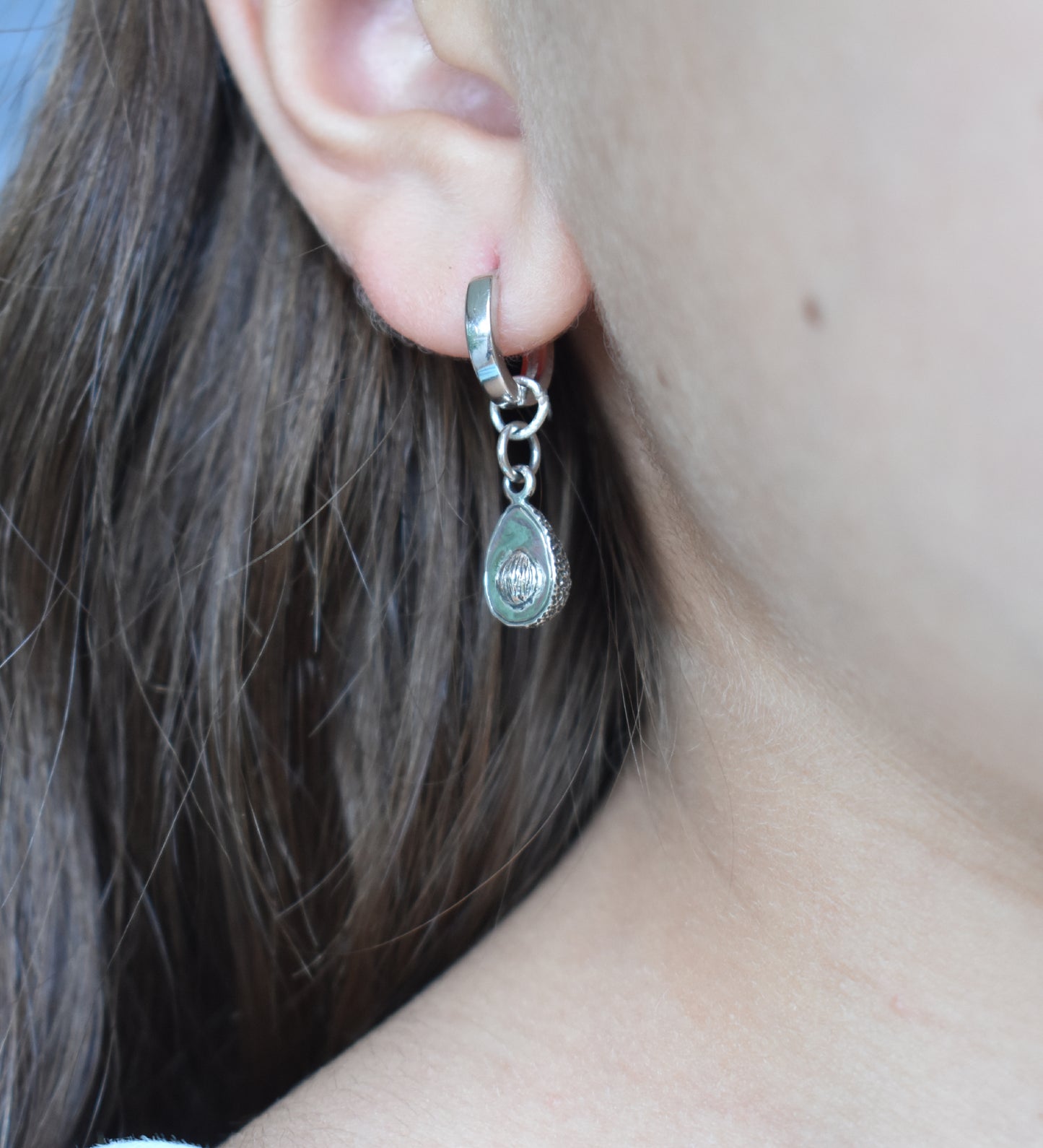 Avocado Hoop Earrings-Sterling Silver