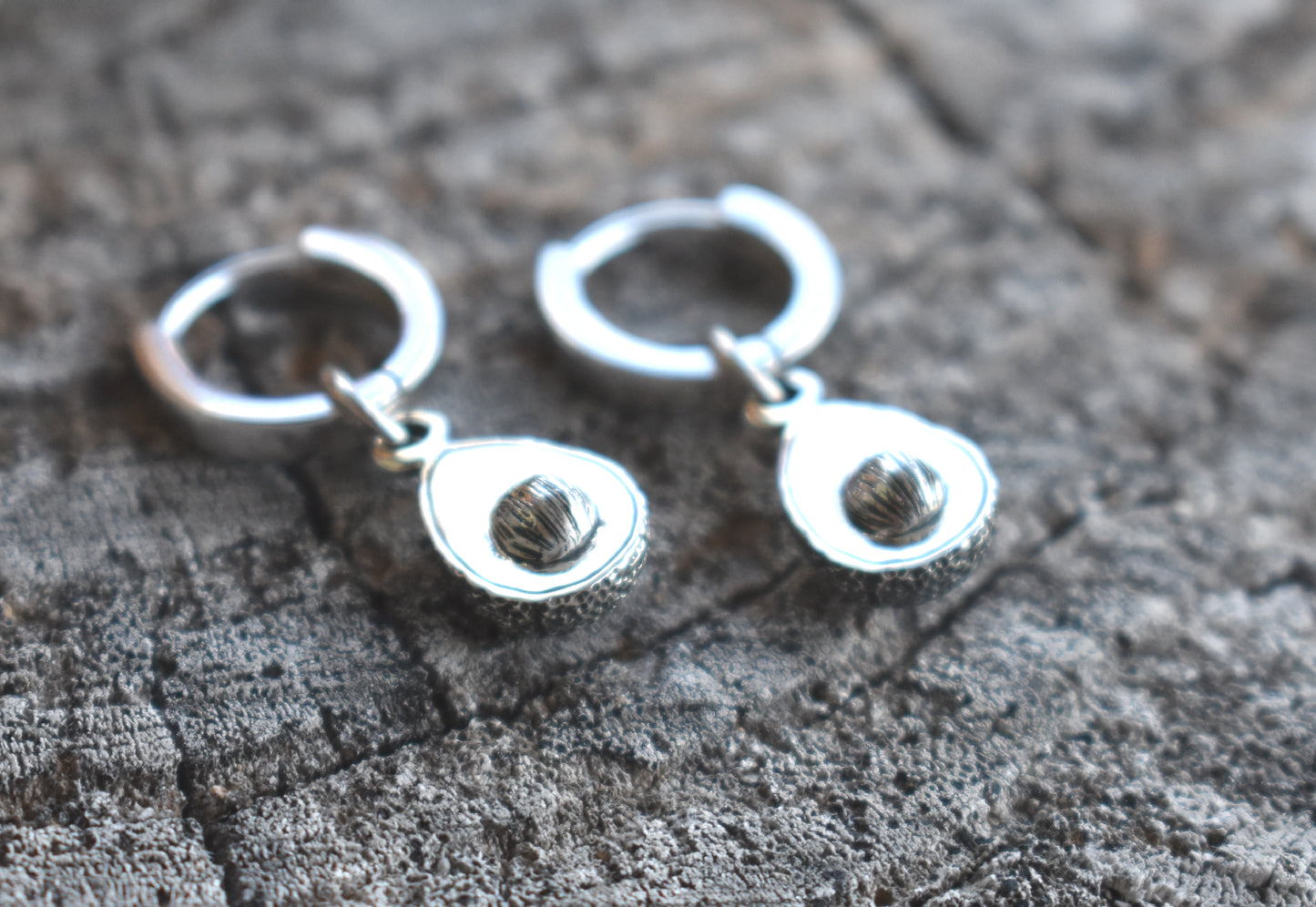 Avocado Hoop Earrings-Sterling Silver