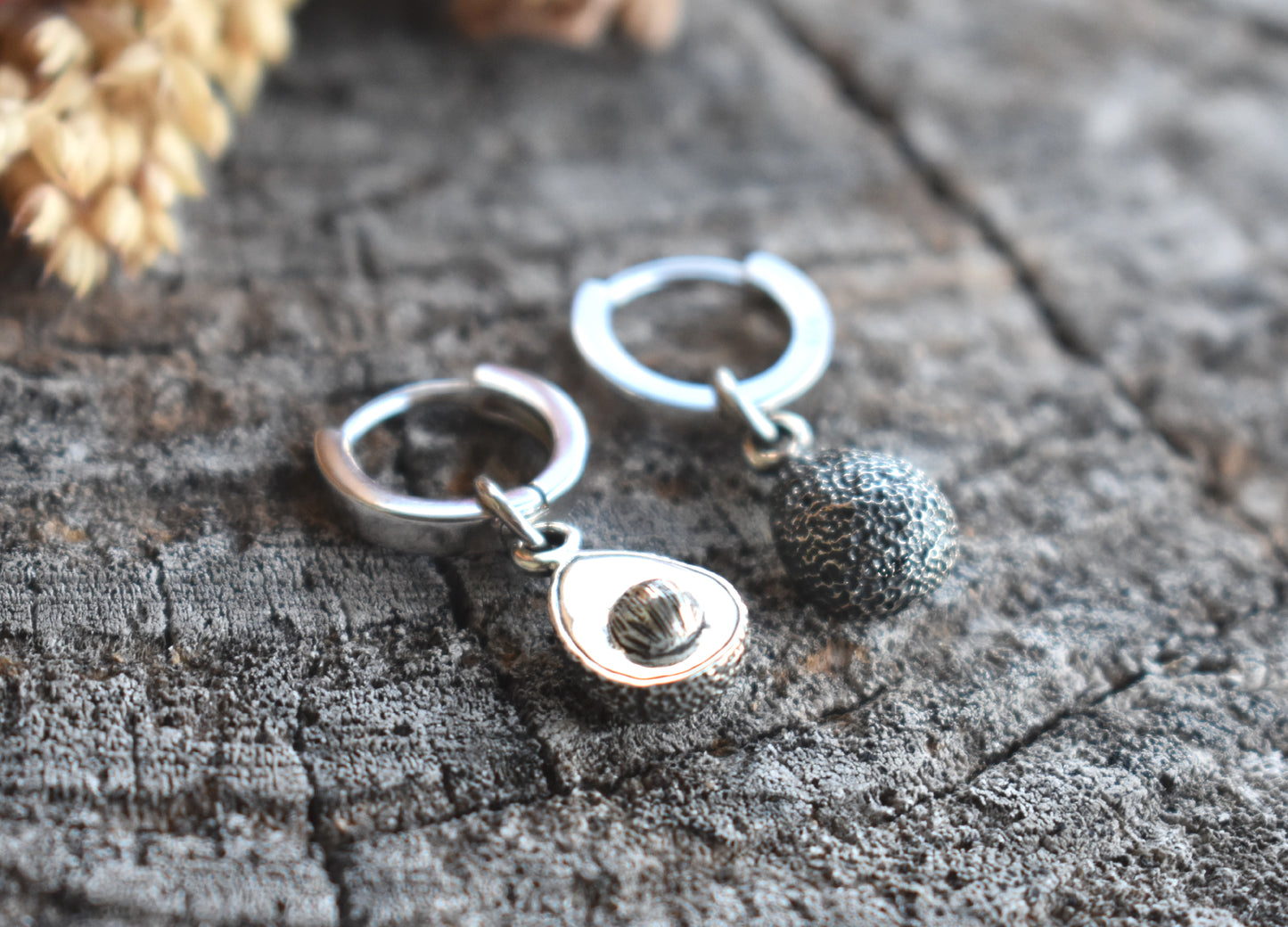 Avocado Hoop Earrings-Sterling Silver