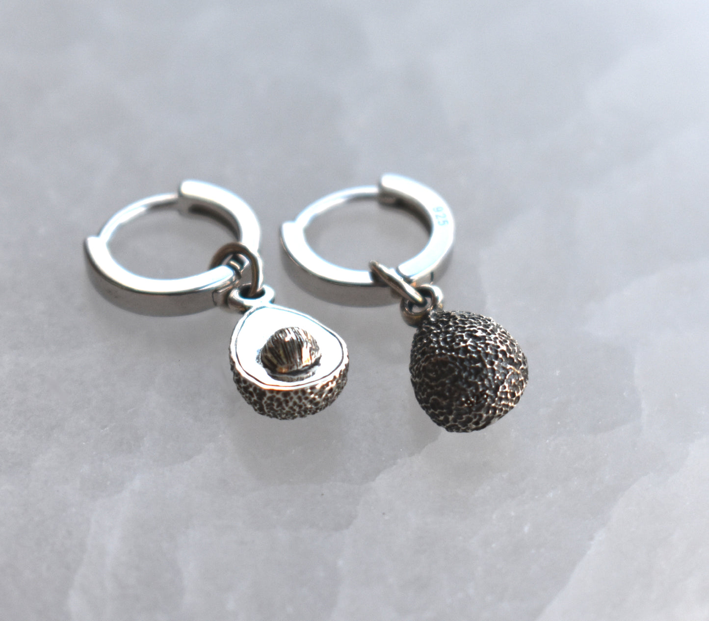 Avocado Hoop Earrings-Sterling Silver