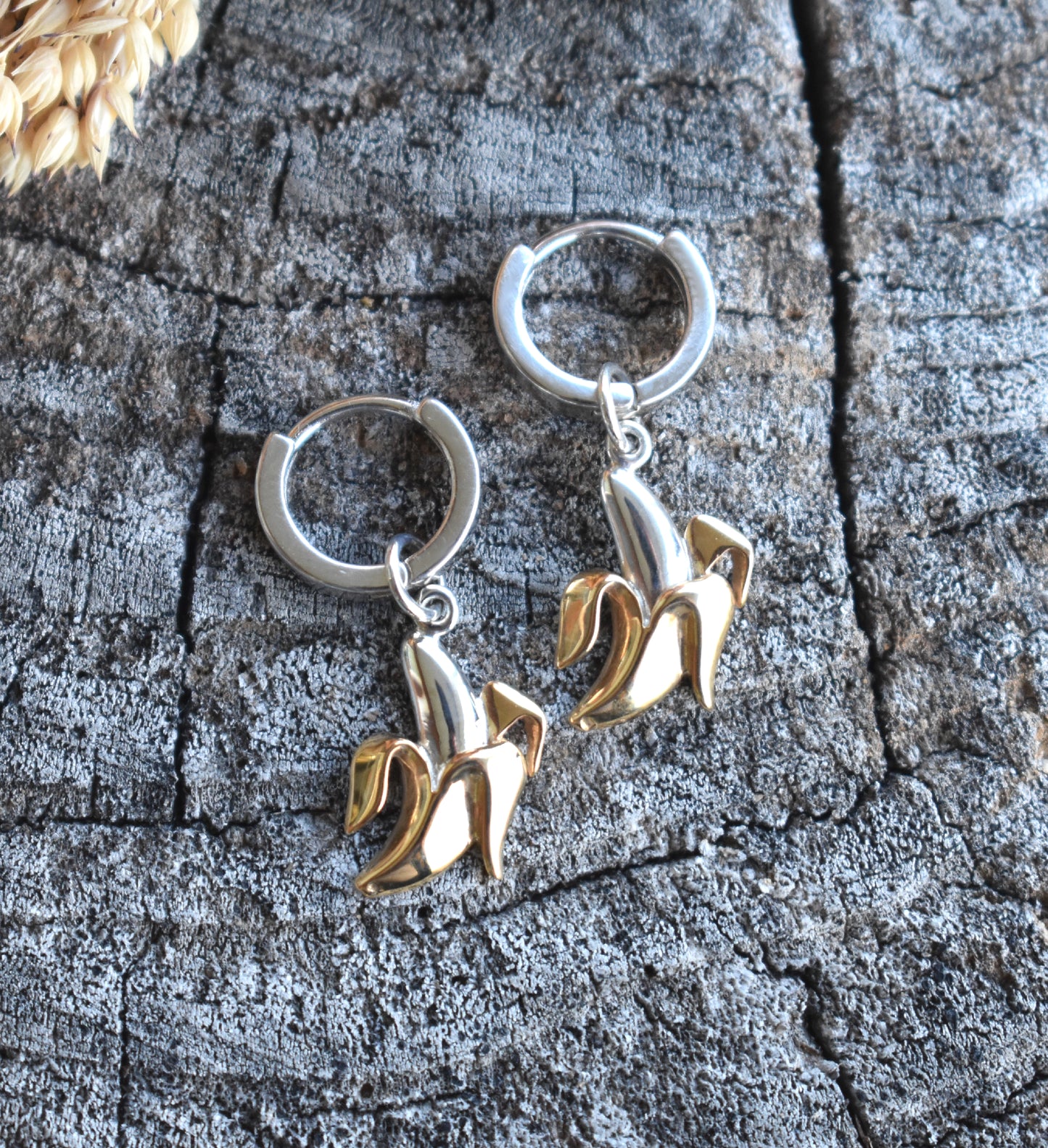 Banana Hoop Earrings-Sterling Silver