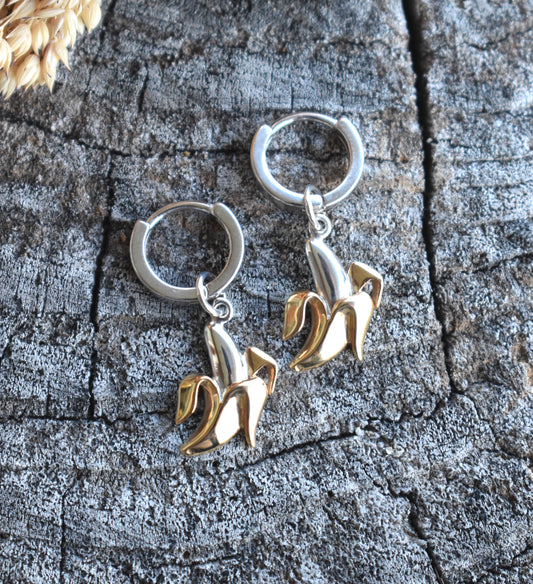 Banana Hoop Earrings-Sterling Silver