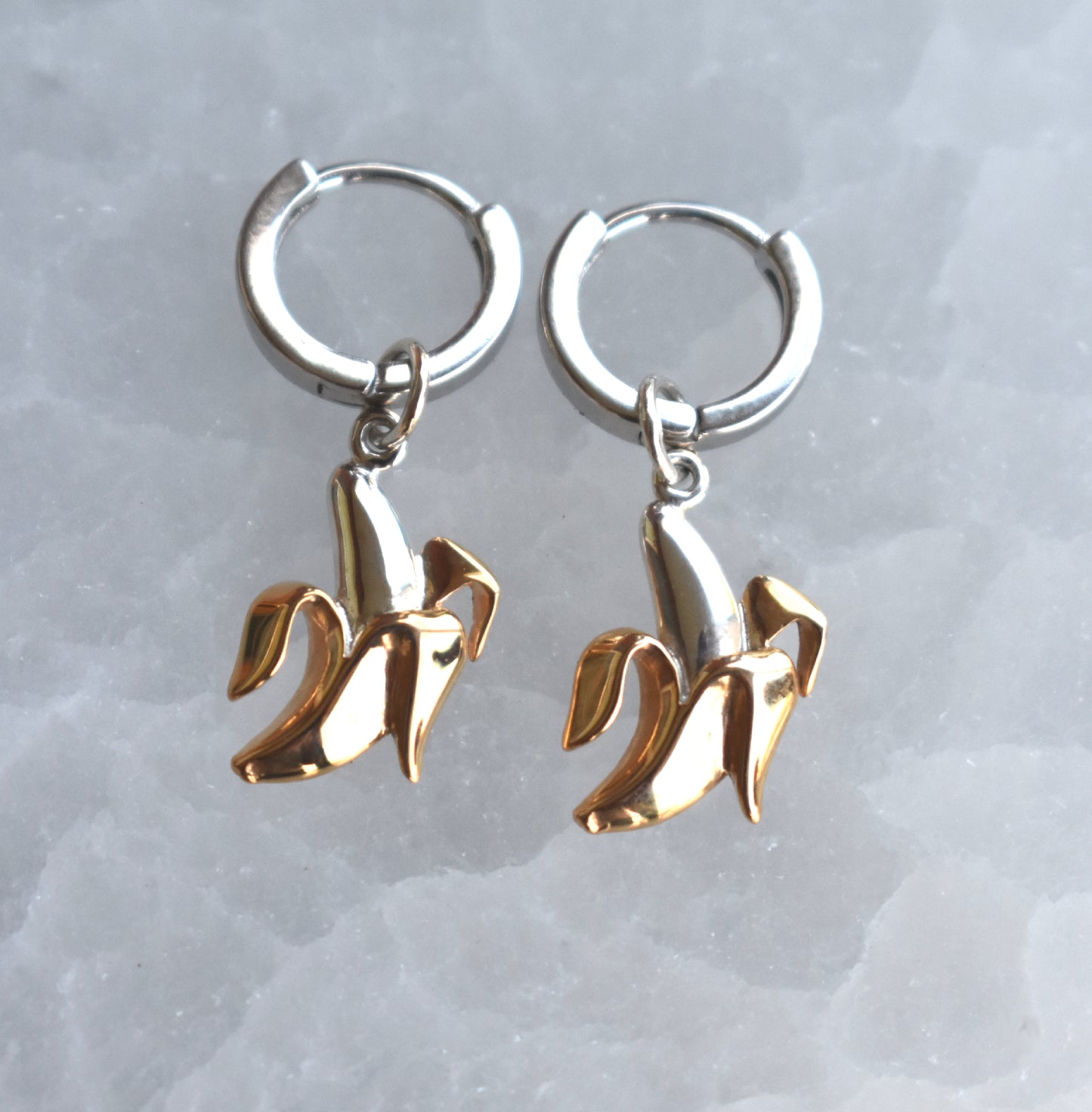 Banana Hoop Earrings-Sterling Silver