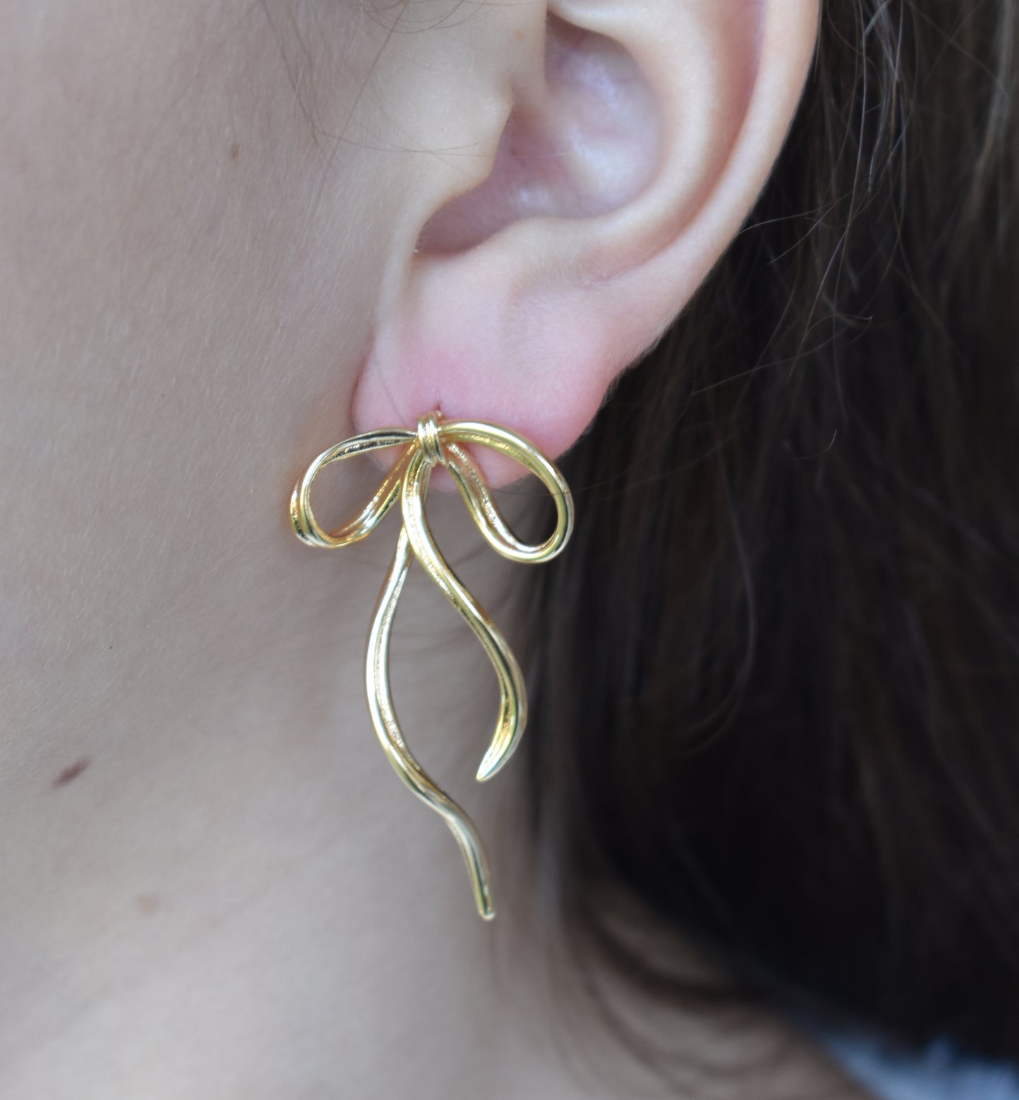 Gold Bow Ribbon Earrings