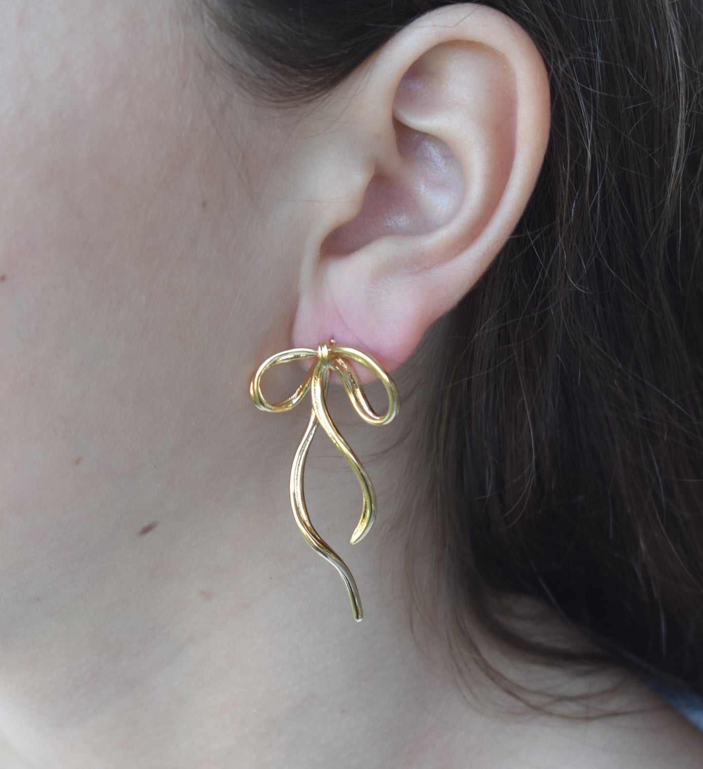 Gold Bow Ribbon Earrings