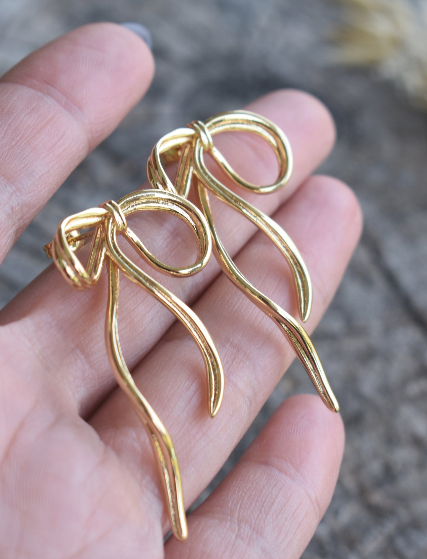 Gold Bow Ribbon Earrings