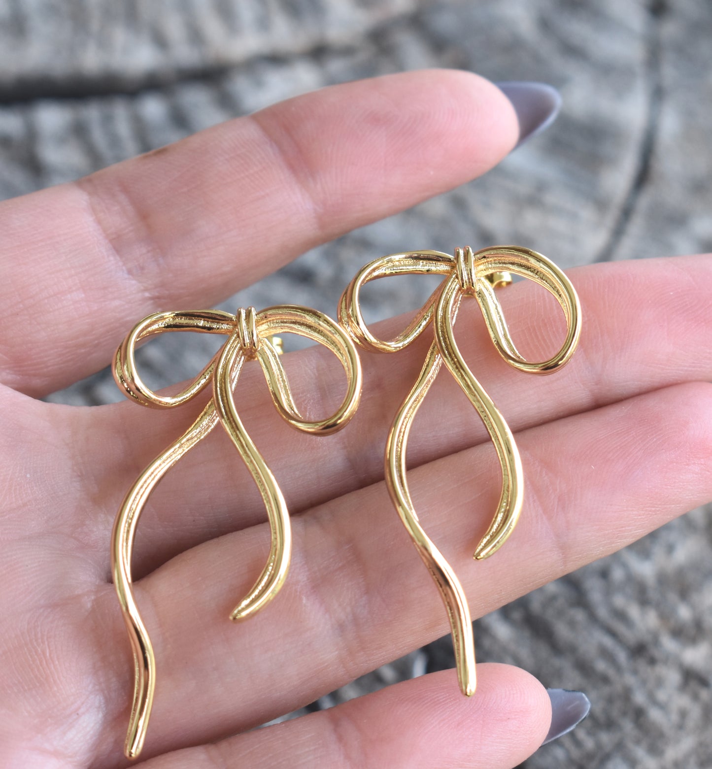 Gold Bow Ribbon Earrings