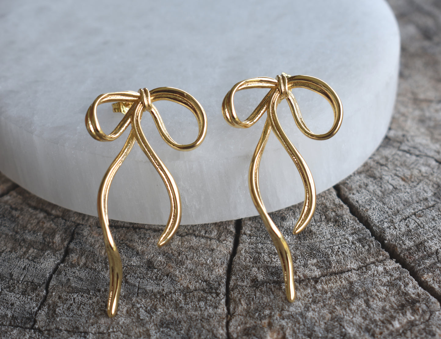 Gold Bow Ribbon Earrings