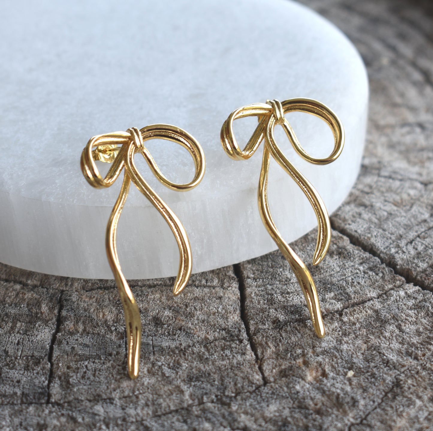 Gold Bow Ribbon Earrings