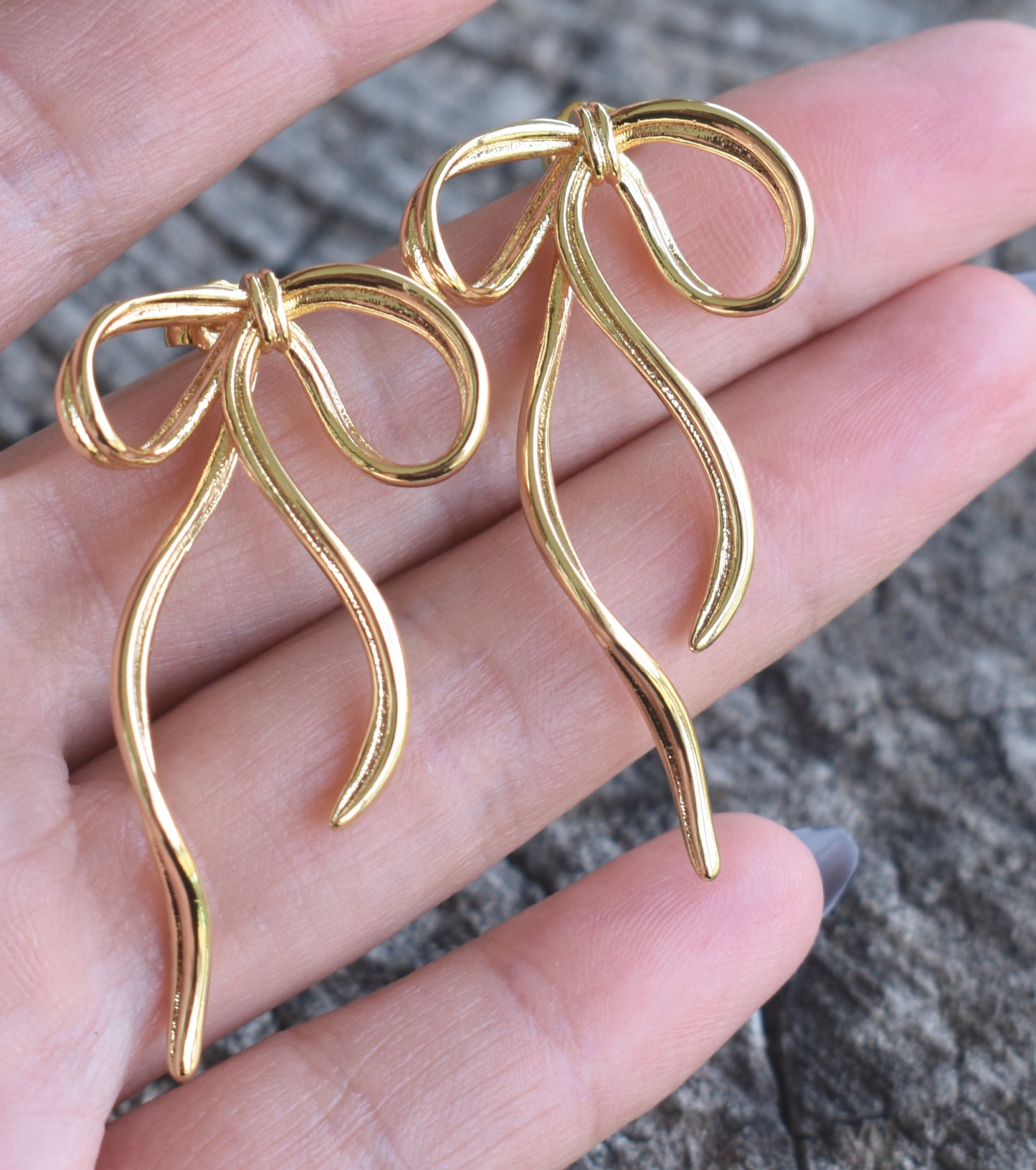 Gold Bow Ribbon Earrings
