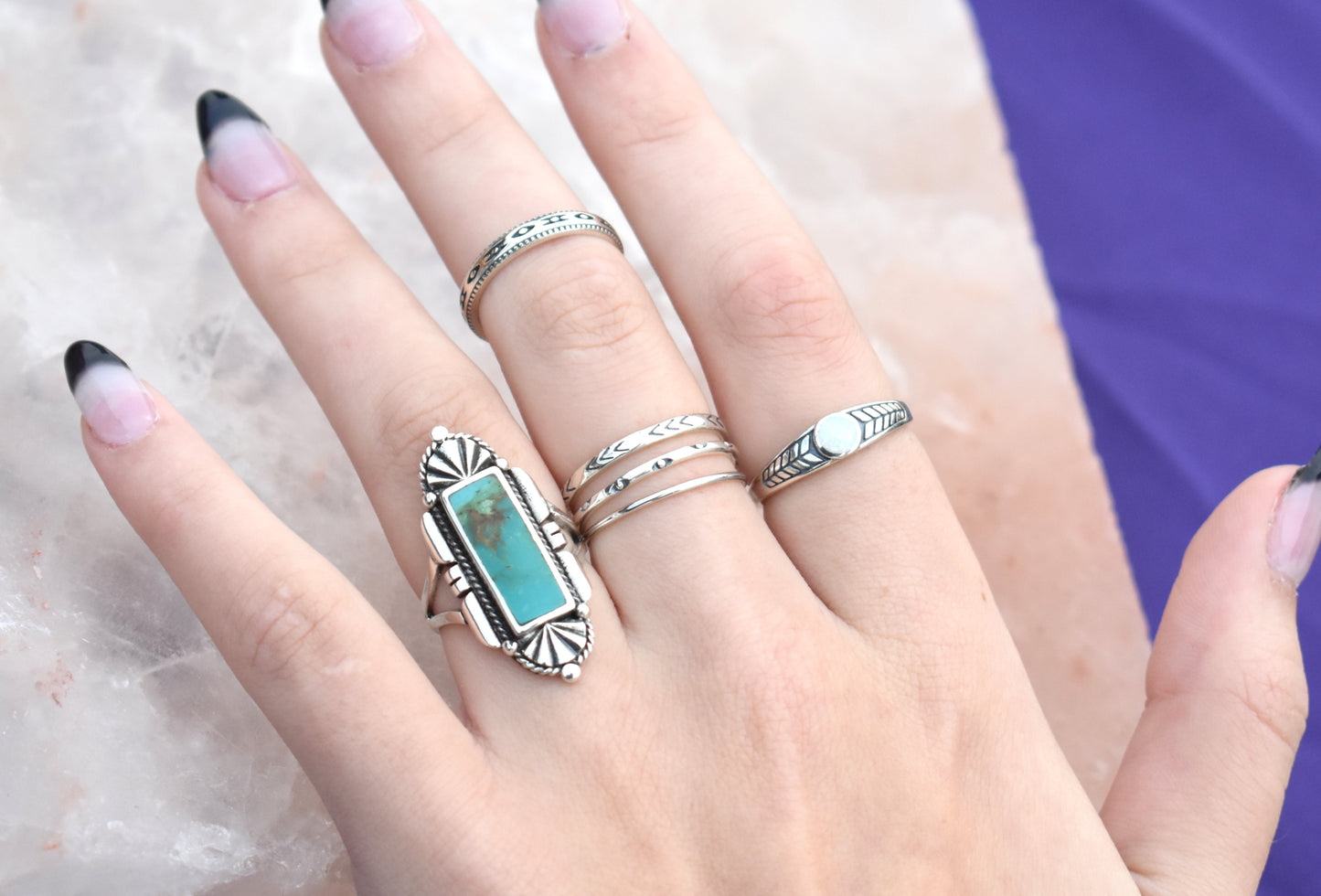 Southwestern Turquoise or Lapis Lazuli Ring-Sterling Silver