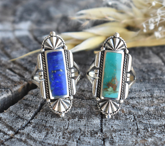 Southwestern Turquoise or Lapis Lazuli Ring-Sterling Silver