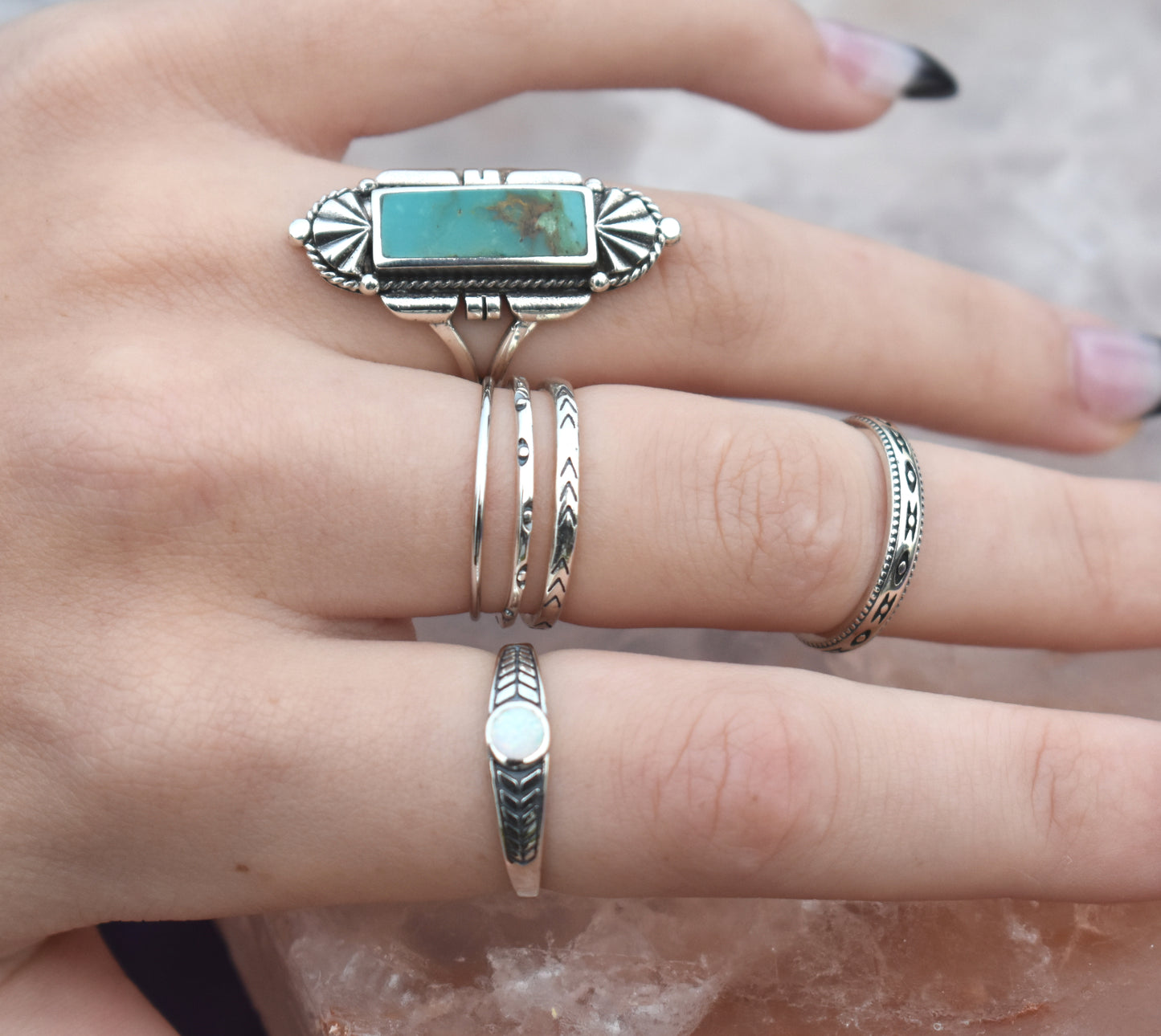 Southwestern Turquoise or Lapis Lazuli Ring-Sterling Silver