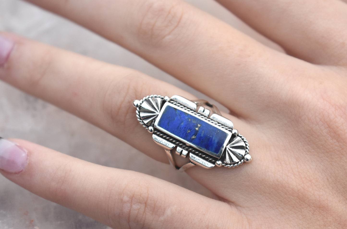 Southwestern Turquoise or Lapis Lazuli Ring-Sterling Silver