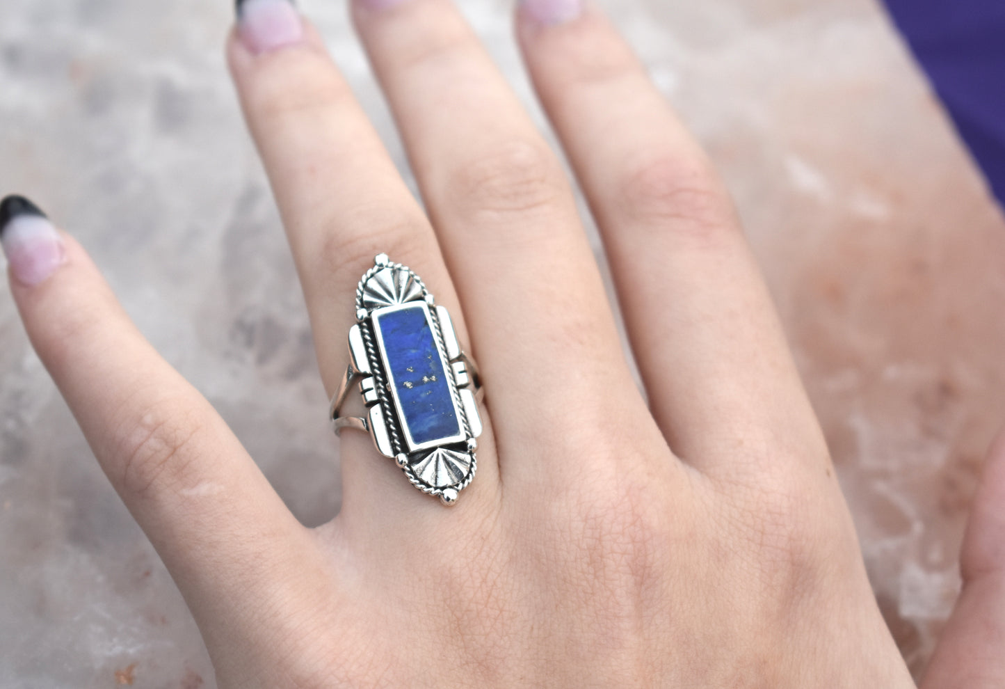 Southwestern Turquoise or Lapis Lazuli Ring-Sterling Silver