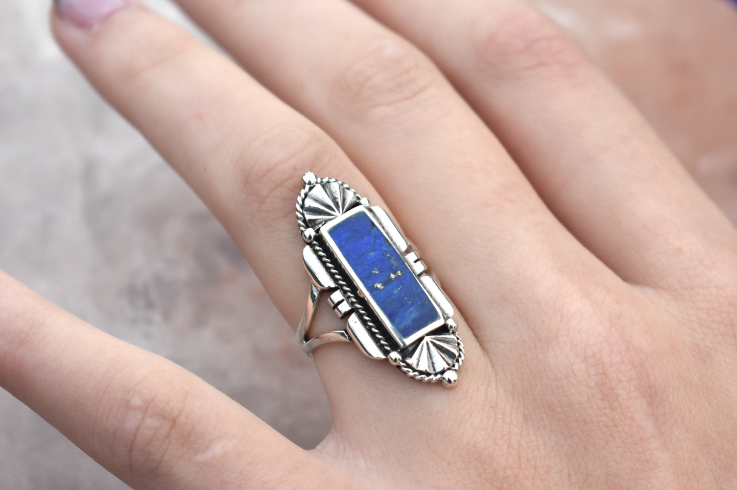 Southwestern Turquoise or Lapis Lazuli Ring-Sterling Silver