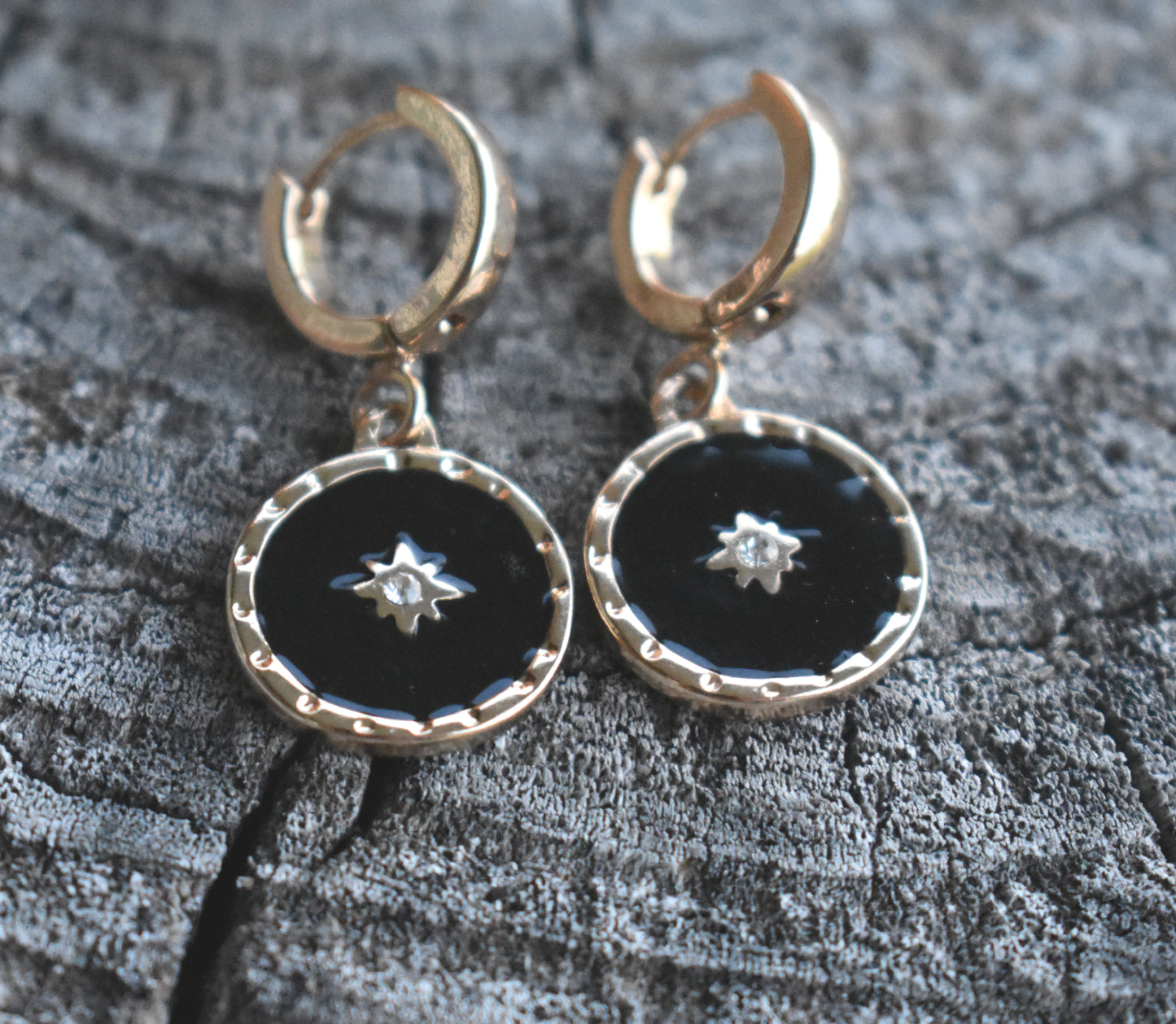 Gold North Star Earrings-14k