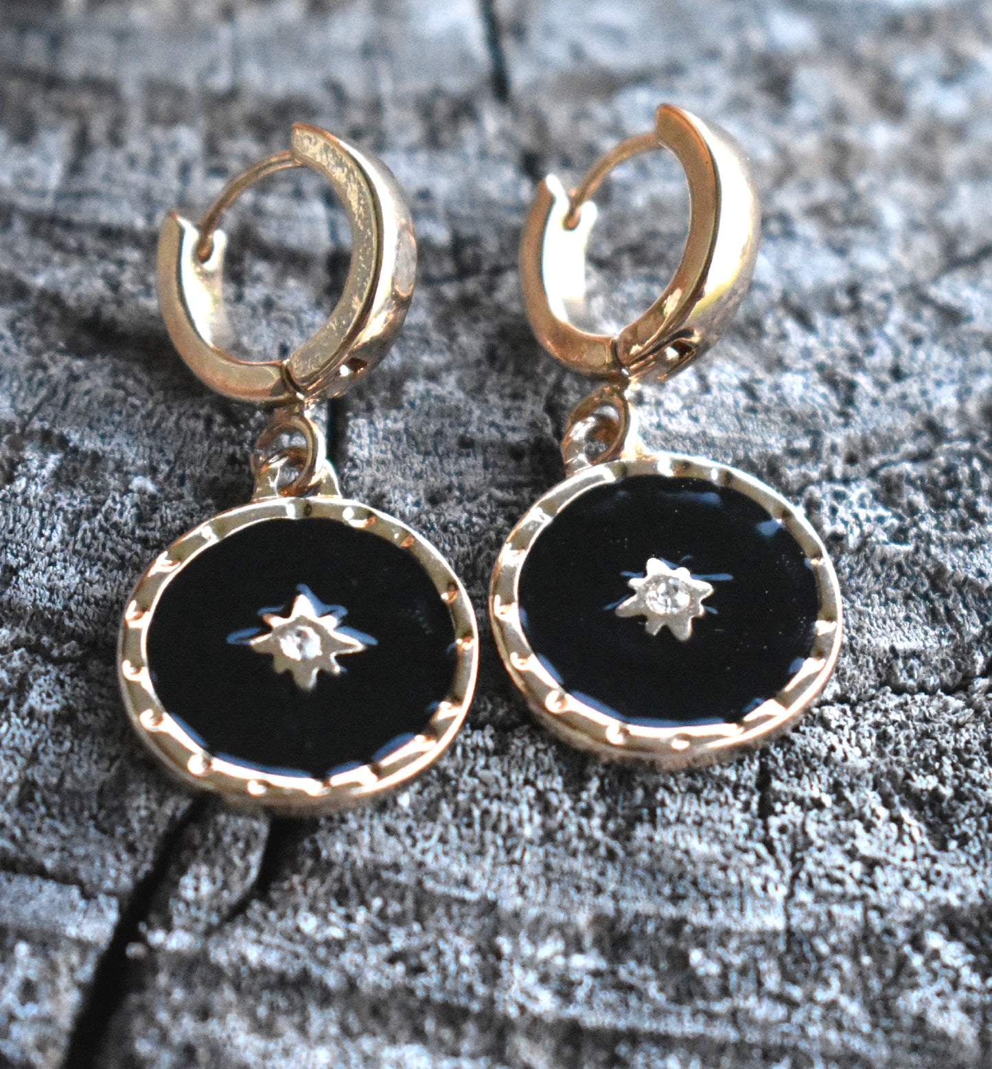 Gold North Star Earrings-14k