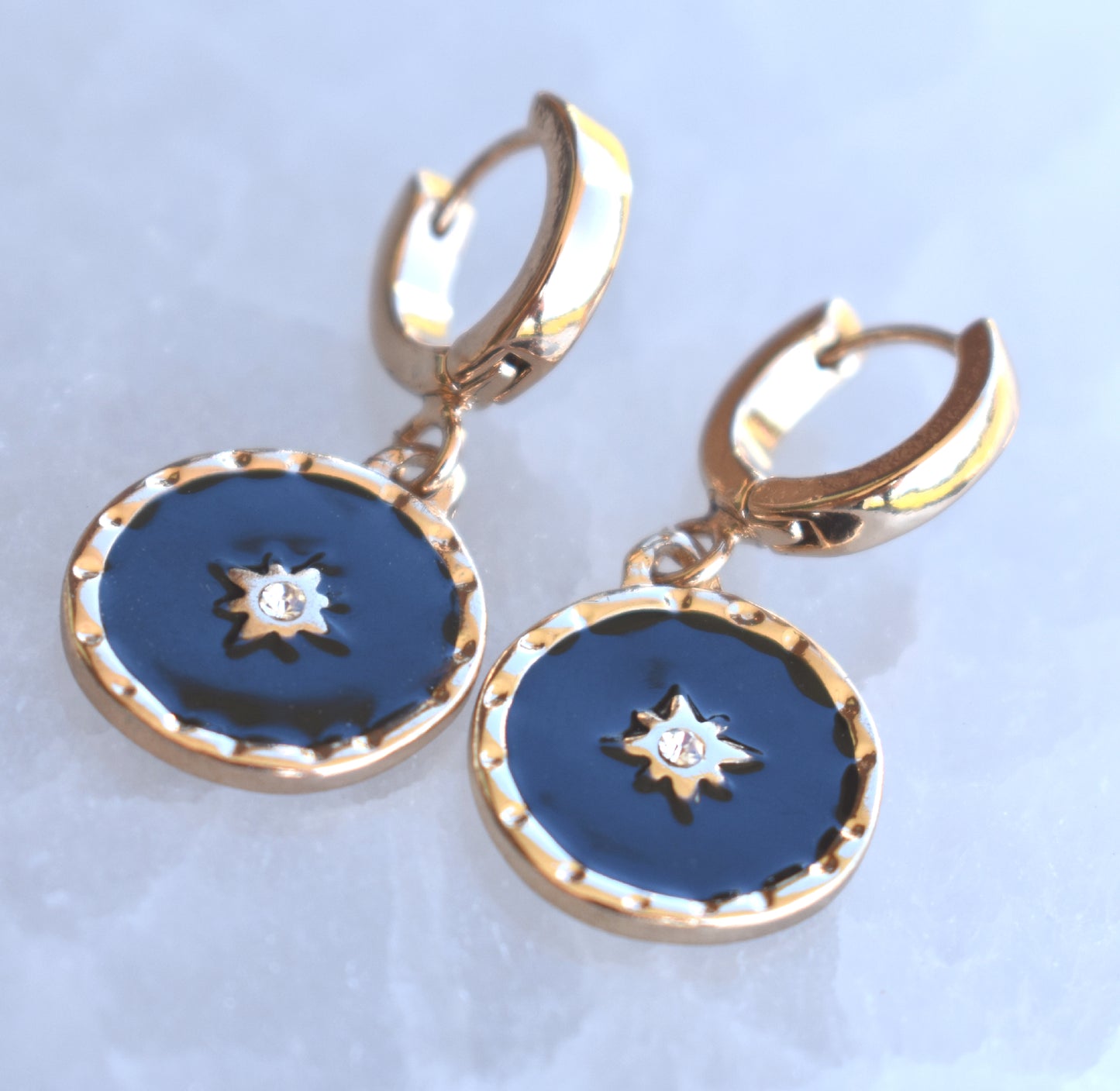 Gold North Star Earrings-14k