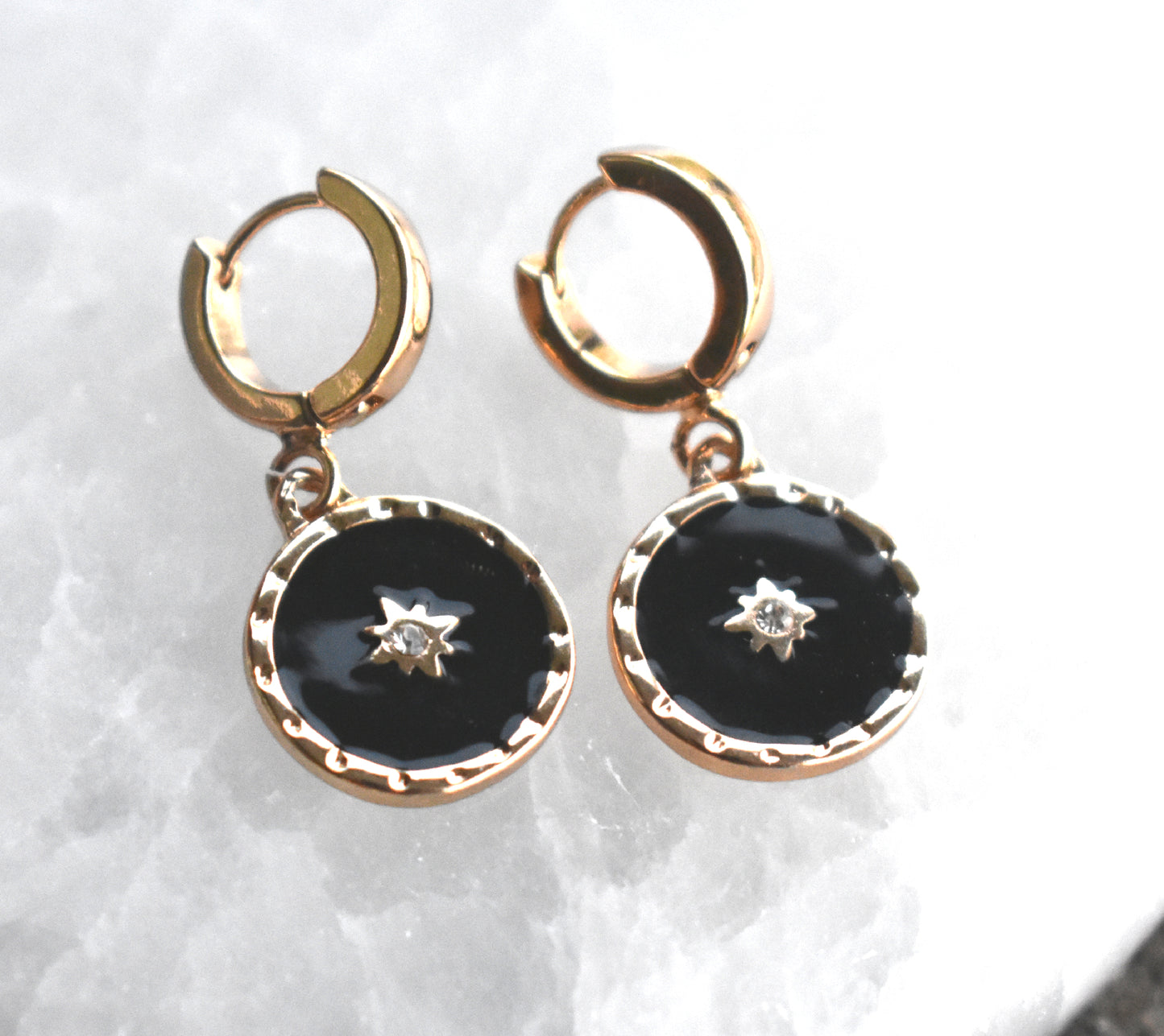 Gold North Star Earrings-14k