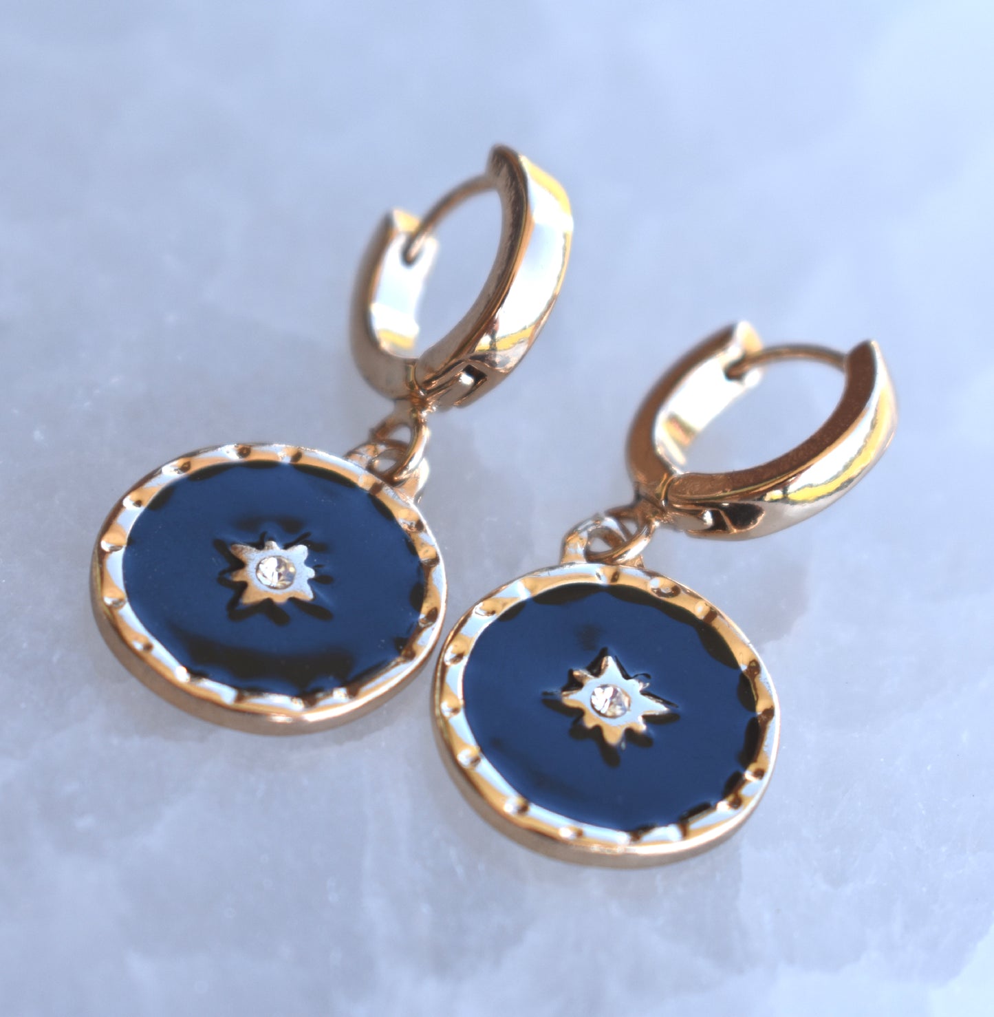 Gold North Star Earrings-14k