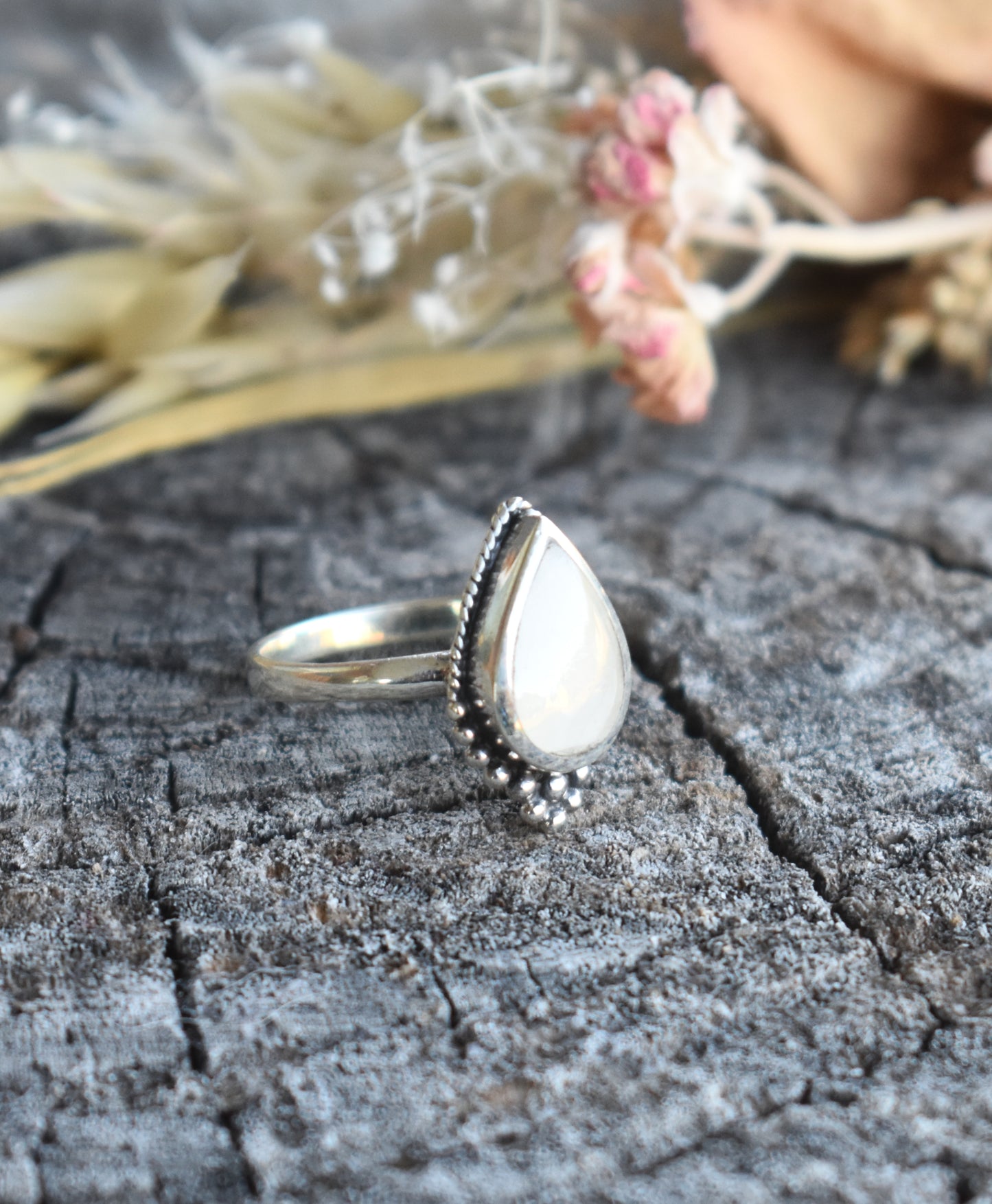 Boho Teardrop Ring-Turquoise, Onyx, Moonstone