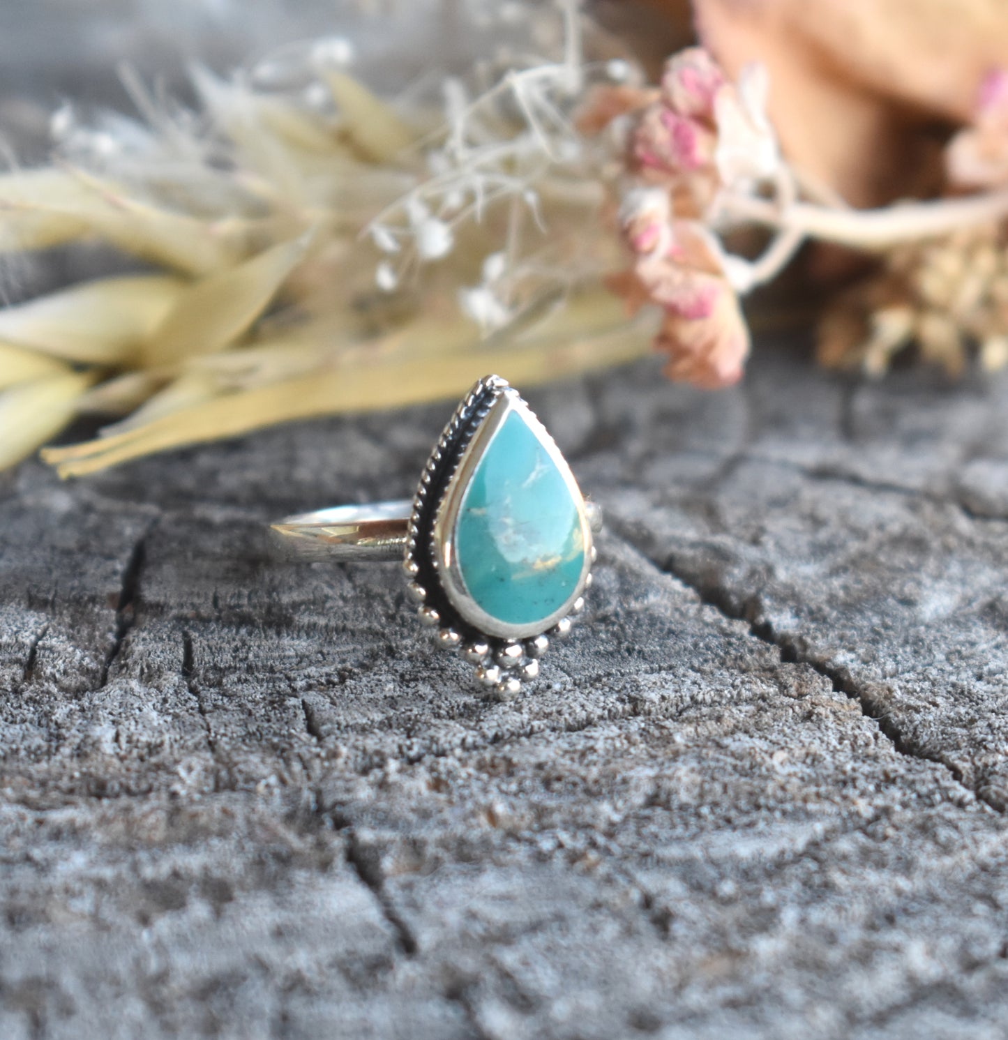 Boho Teardrop Ring-Turquoise, Onyx, Moonstone