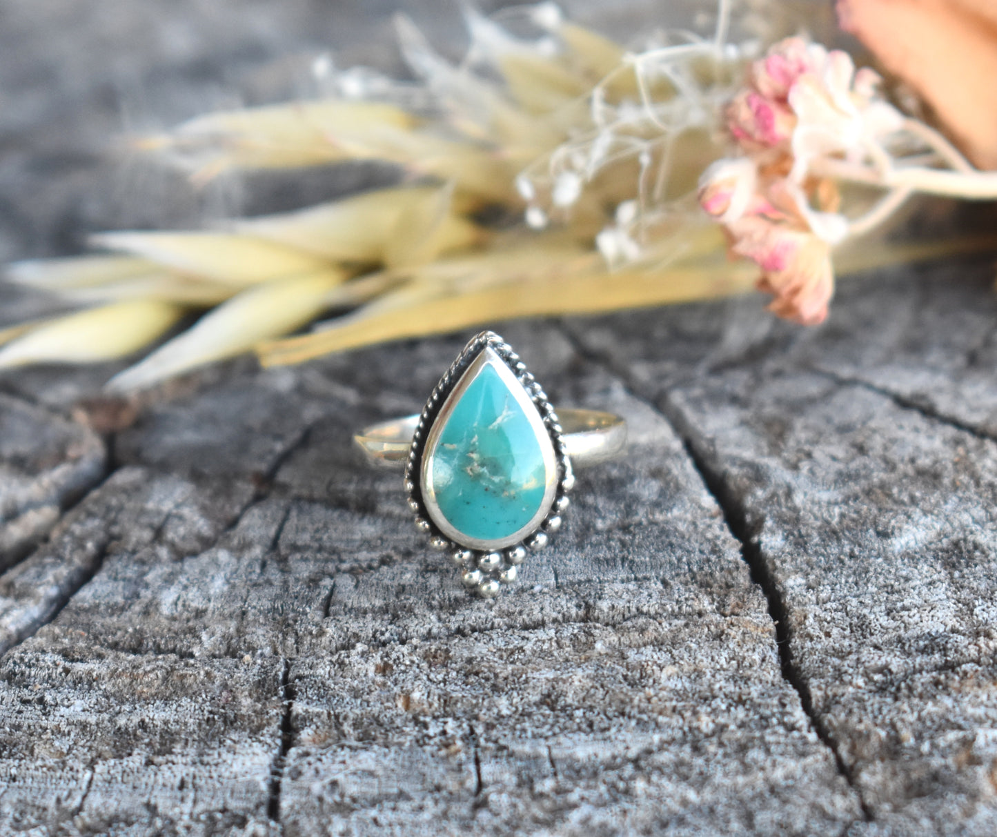 Boho Teardrop Ring-Turquoise, Onyx, Moonstone