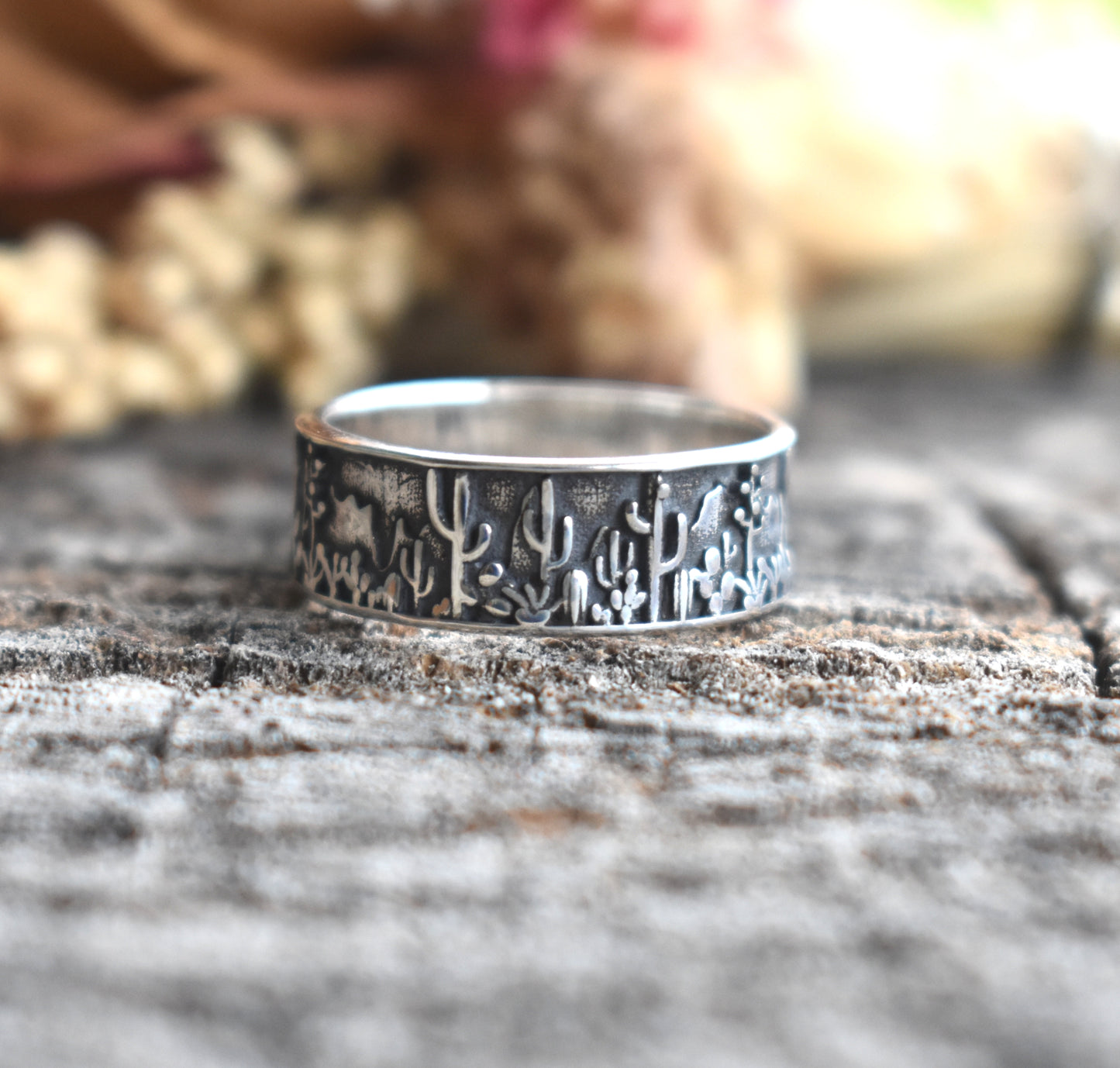 Cactus Saguaro Eternity Ring-Sterling Silver