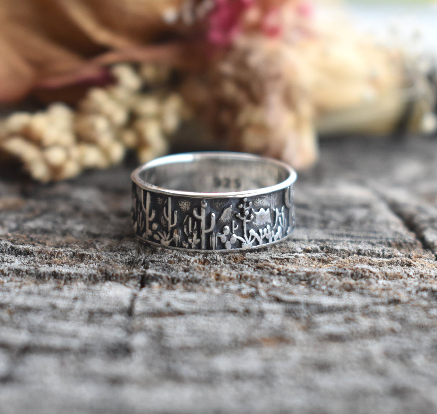Cactus Saguaro Eternity Ring-Sterling Silver