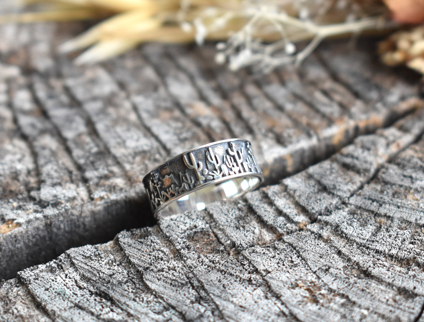 Cactus Saguaro Eternity Ring-Sterling Silver