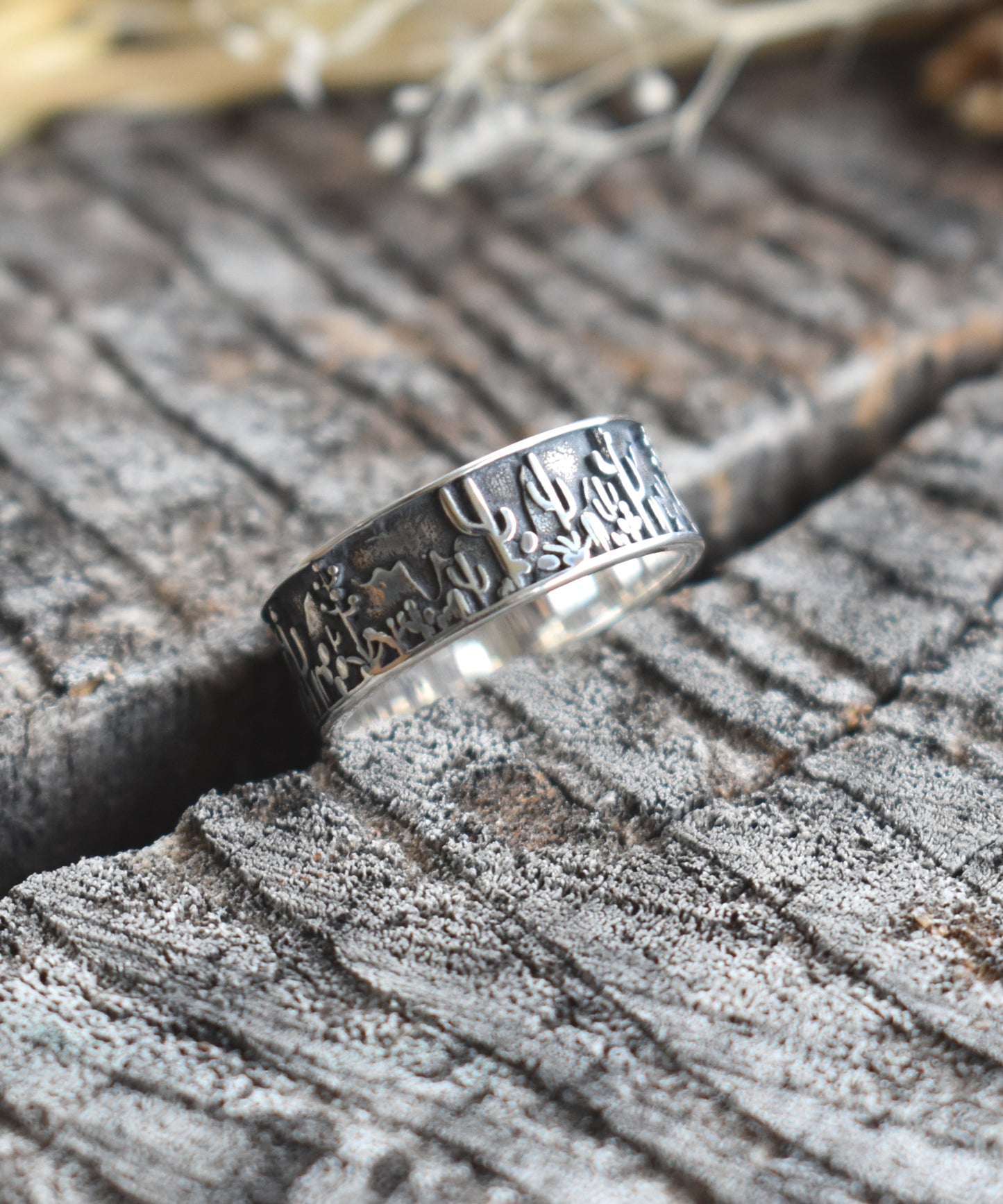 Cactus Saguaro Eternity Ring-Sterling Silver