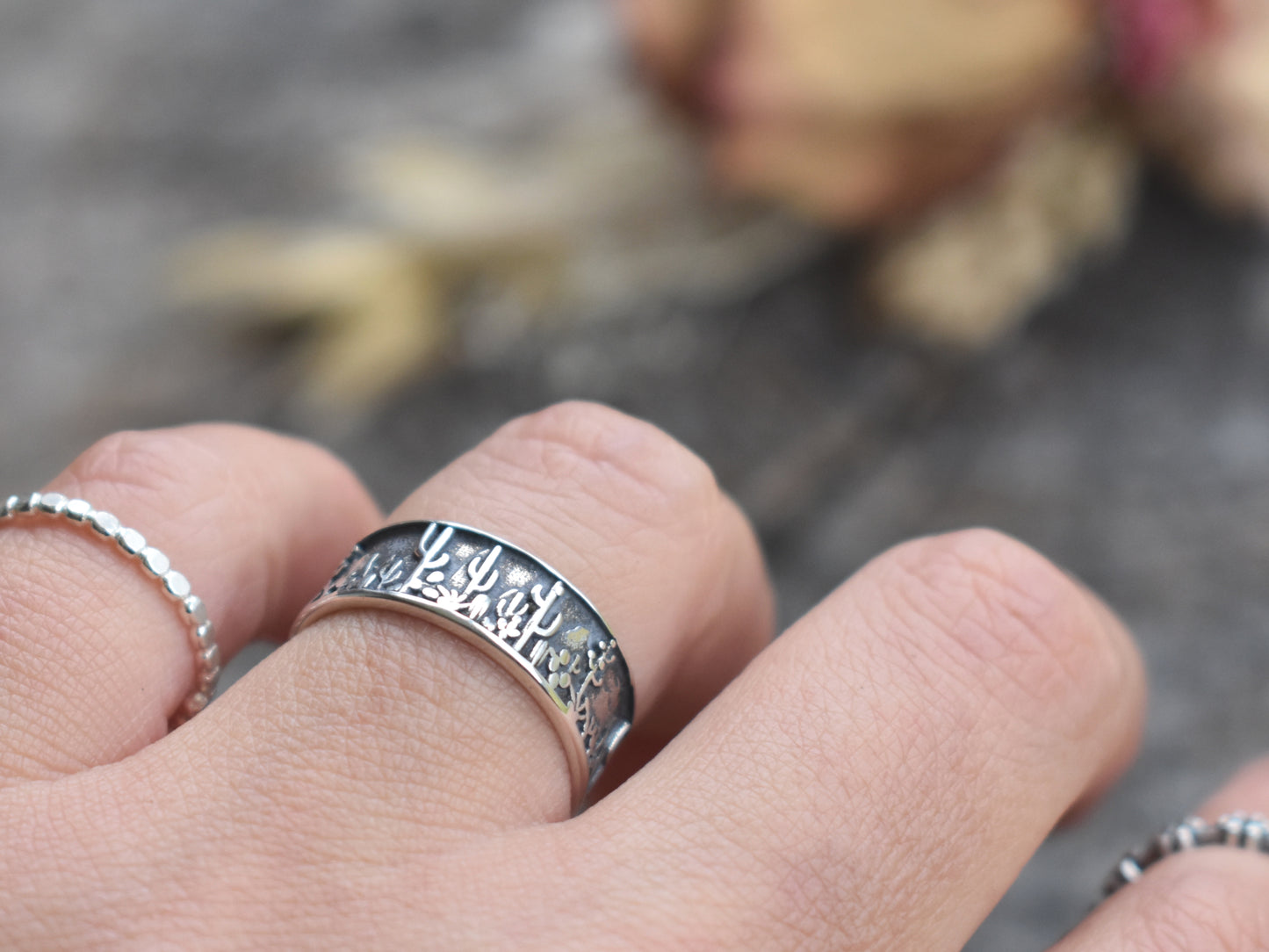 Cactus Saguaro Eternity Ring-Sterling Silver