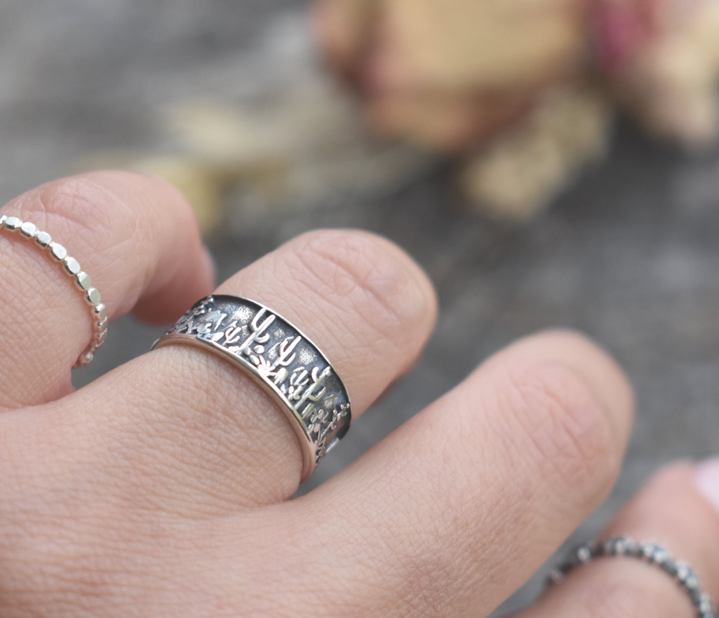 Cactus Saguaro Eternity Ring-Sterling Silver