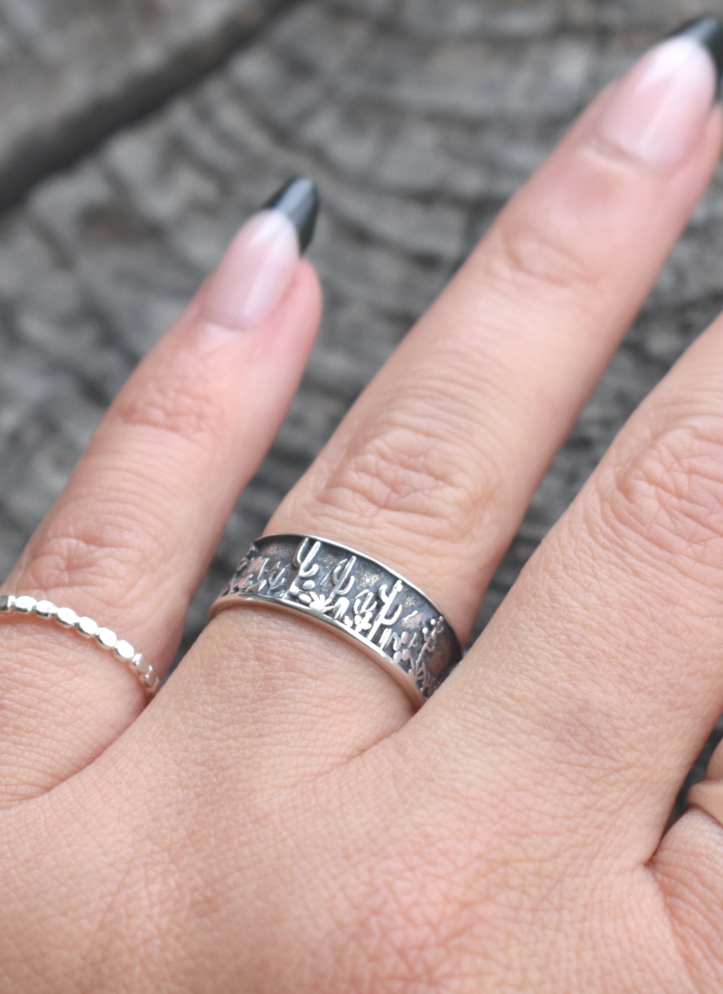 Cactus Saguaro Eternity Ring-Sterling Silver