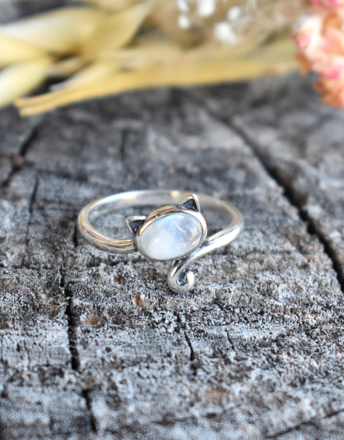Cat Ring-Amethyst, Larimar, or Moonstone