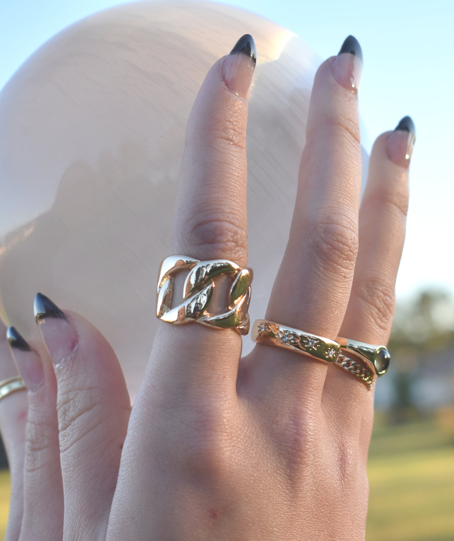 Gold Chain Rings-18k Gold Vermeil