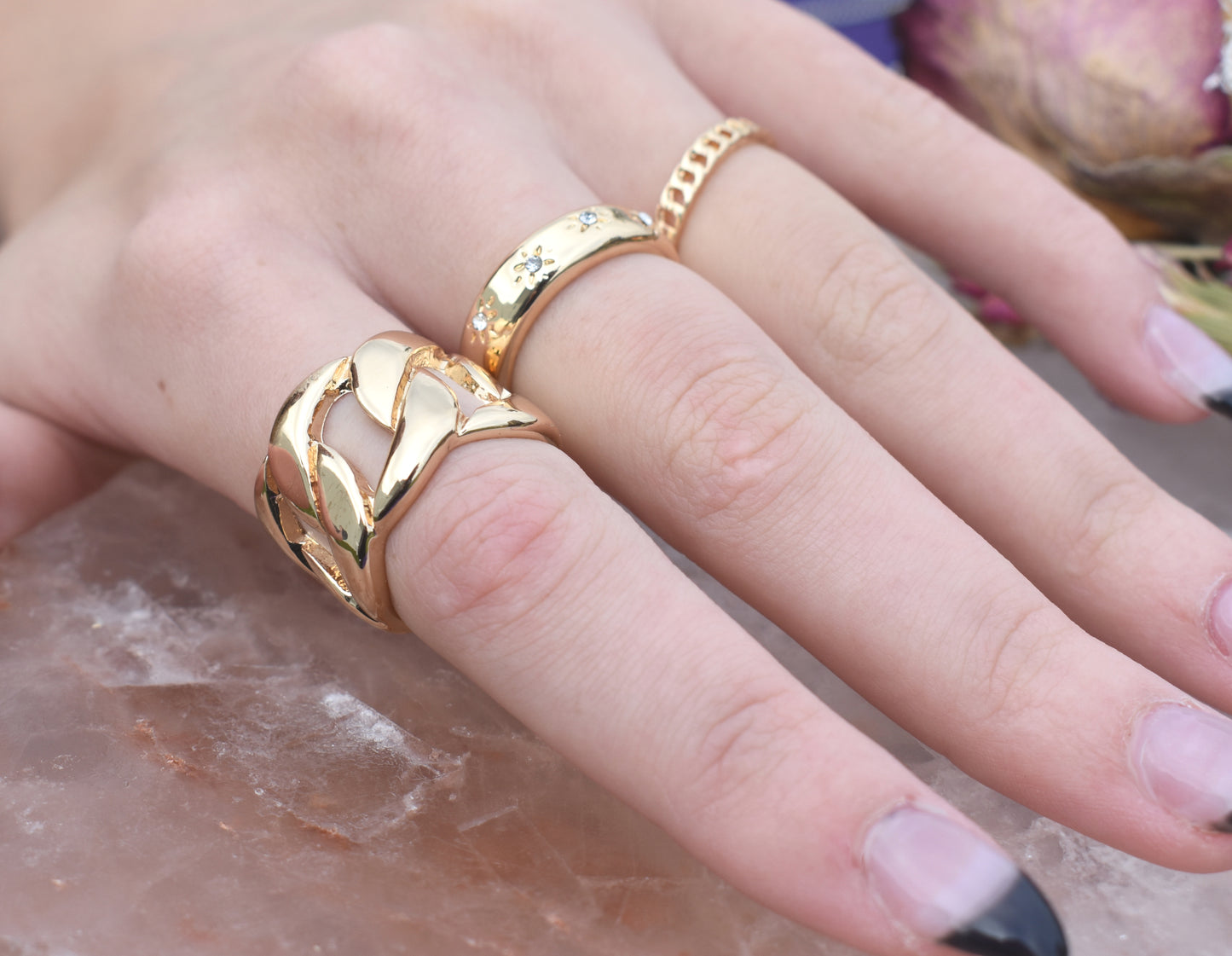 Gold Chain Rings-18k Gold Vermeil