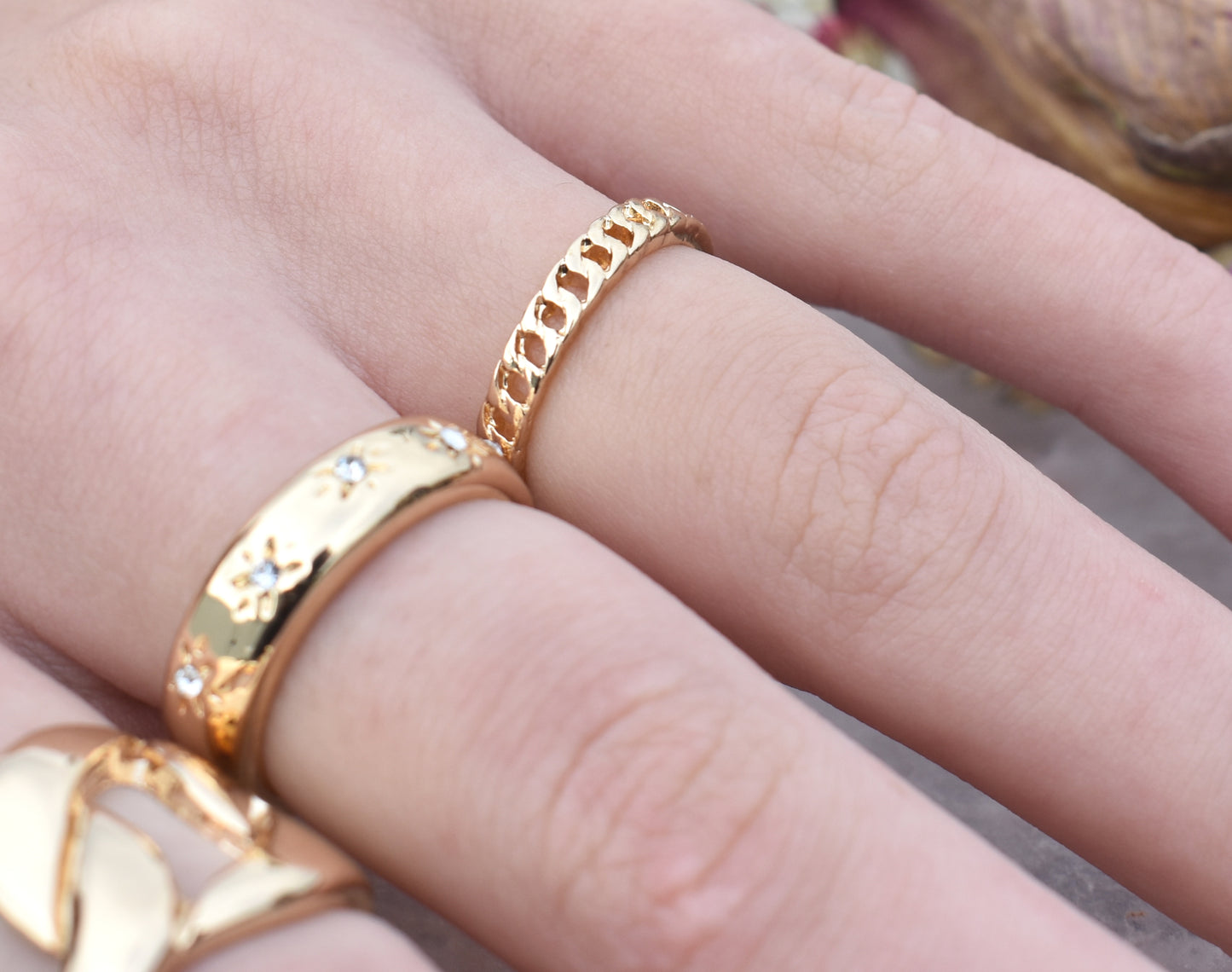 Gold Chain Rings-18k Gold Vermeil