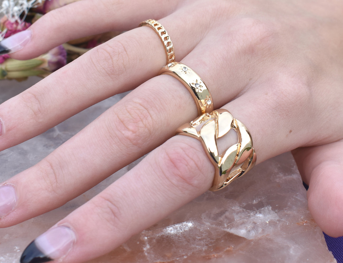 Gold Chain Rings-18k Gold Vermeil